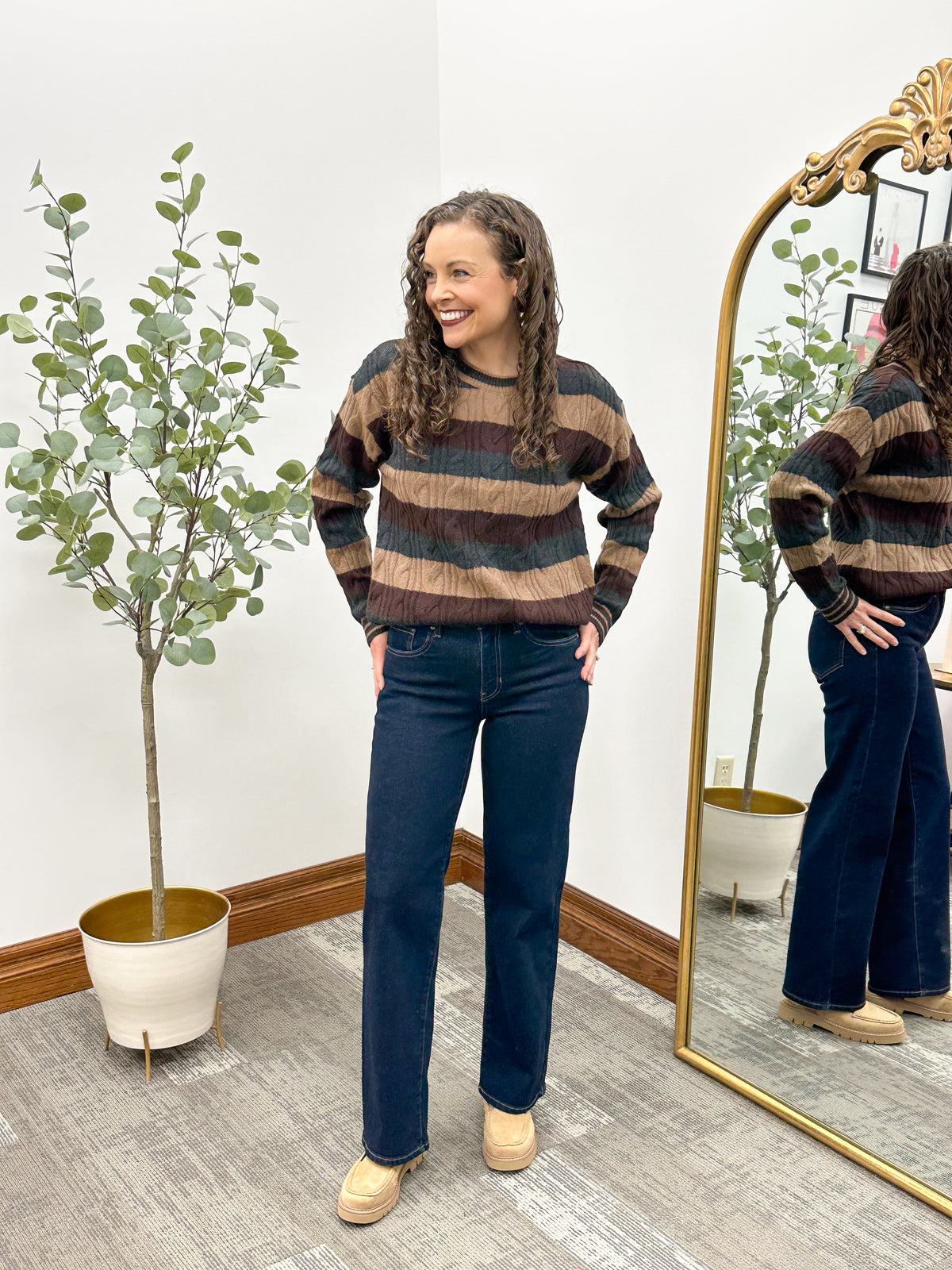 Carlisle Brown & Charcoal Stripe Sweater