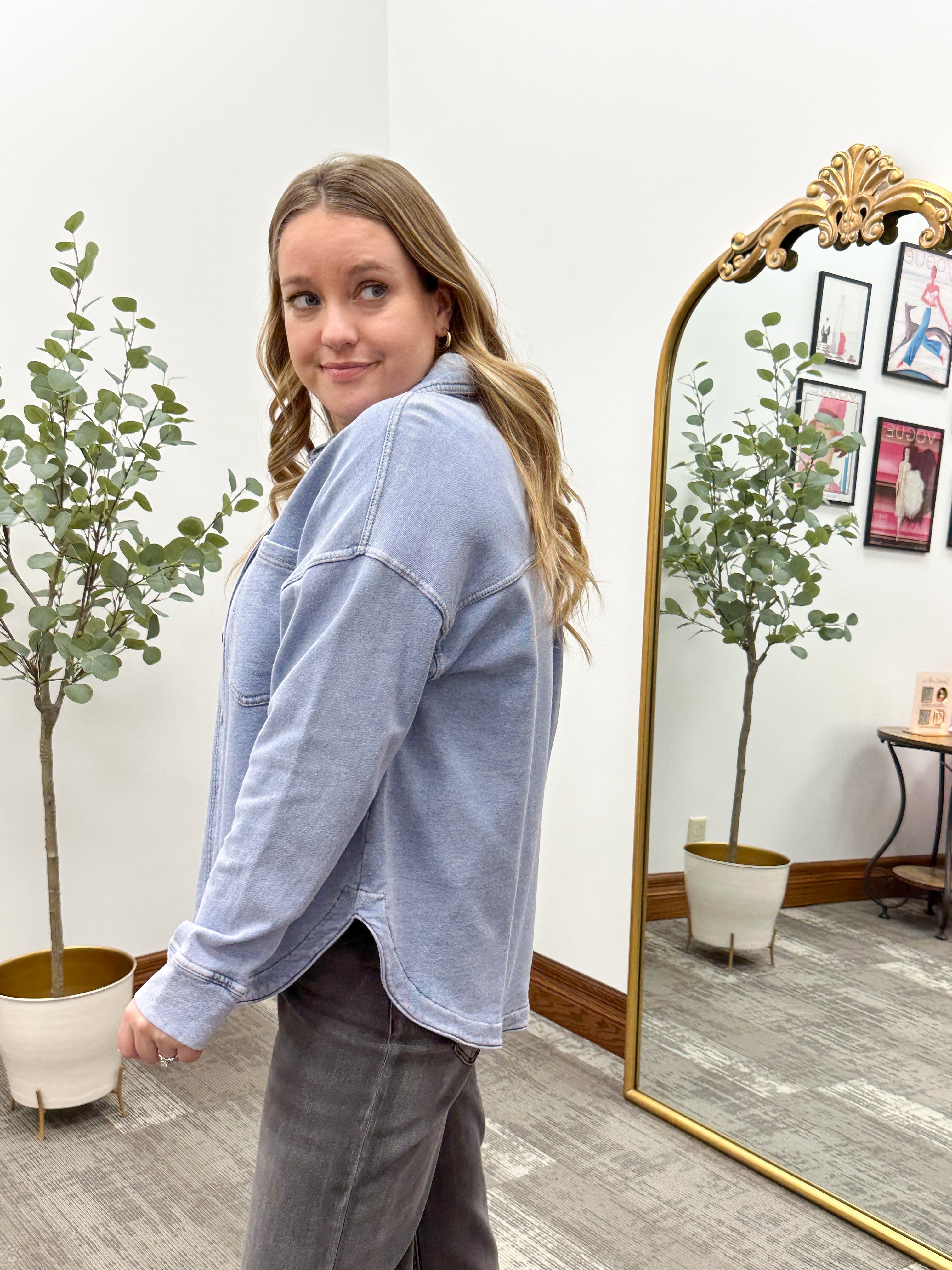 Terry Cloth Denim Shacket