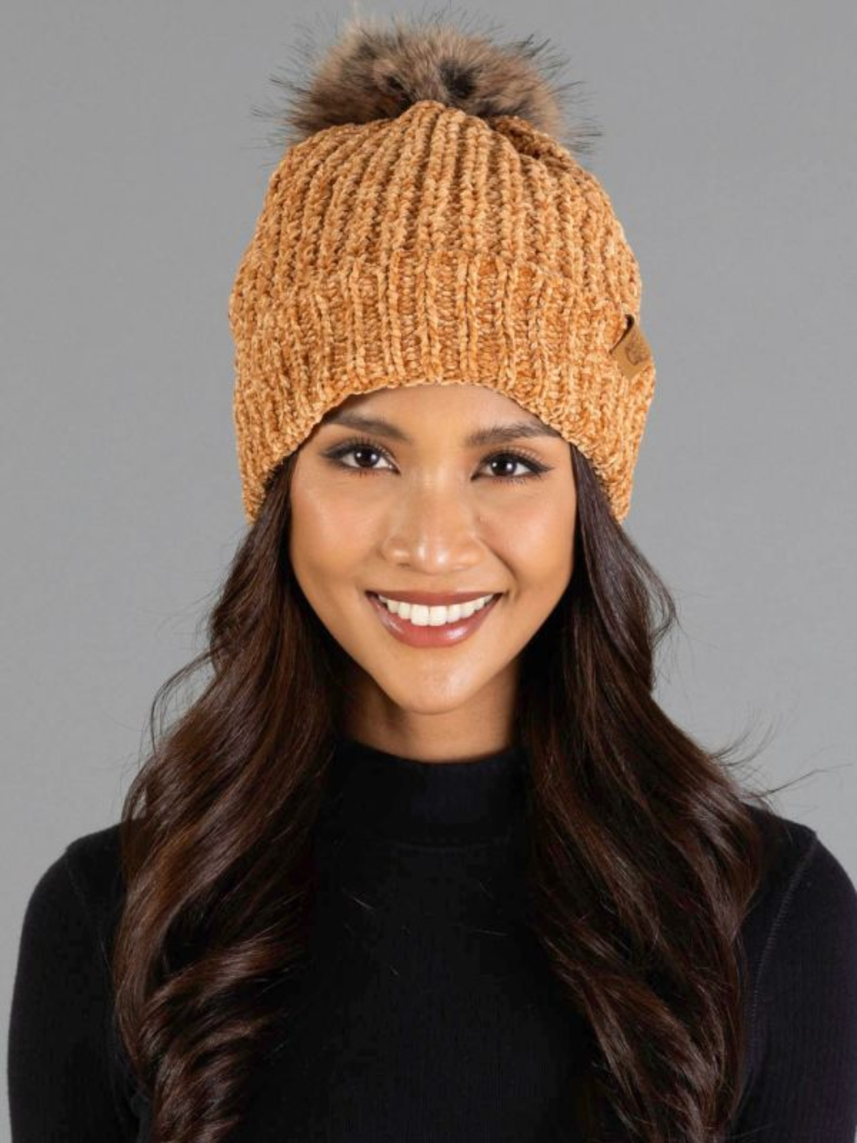 Gold Chenille Pom Hat