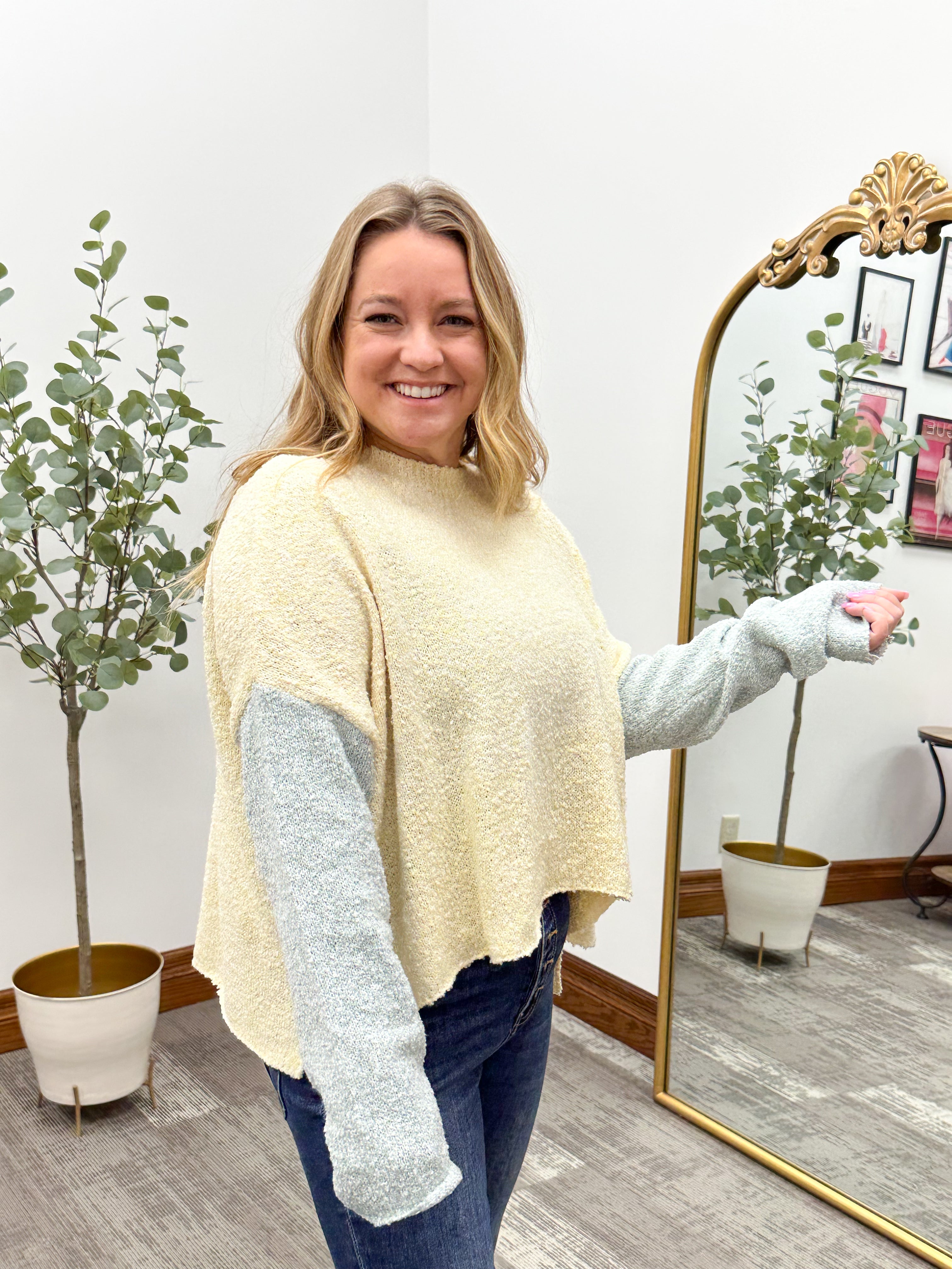 Bella Cropped Colorblock Sweater