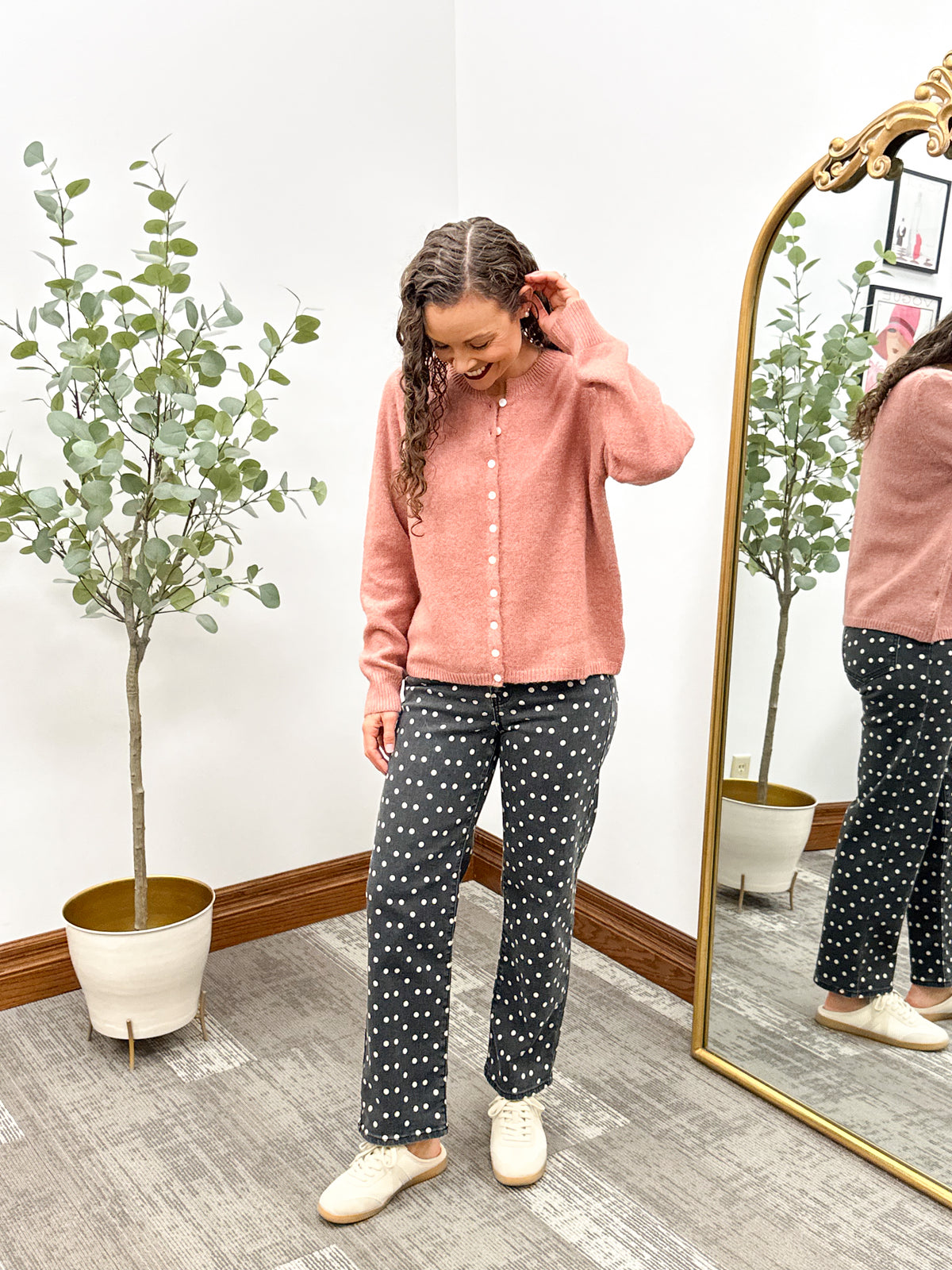 Mauve Button Front Cardigan
