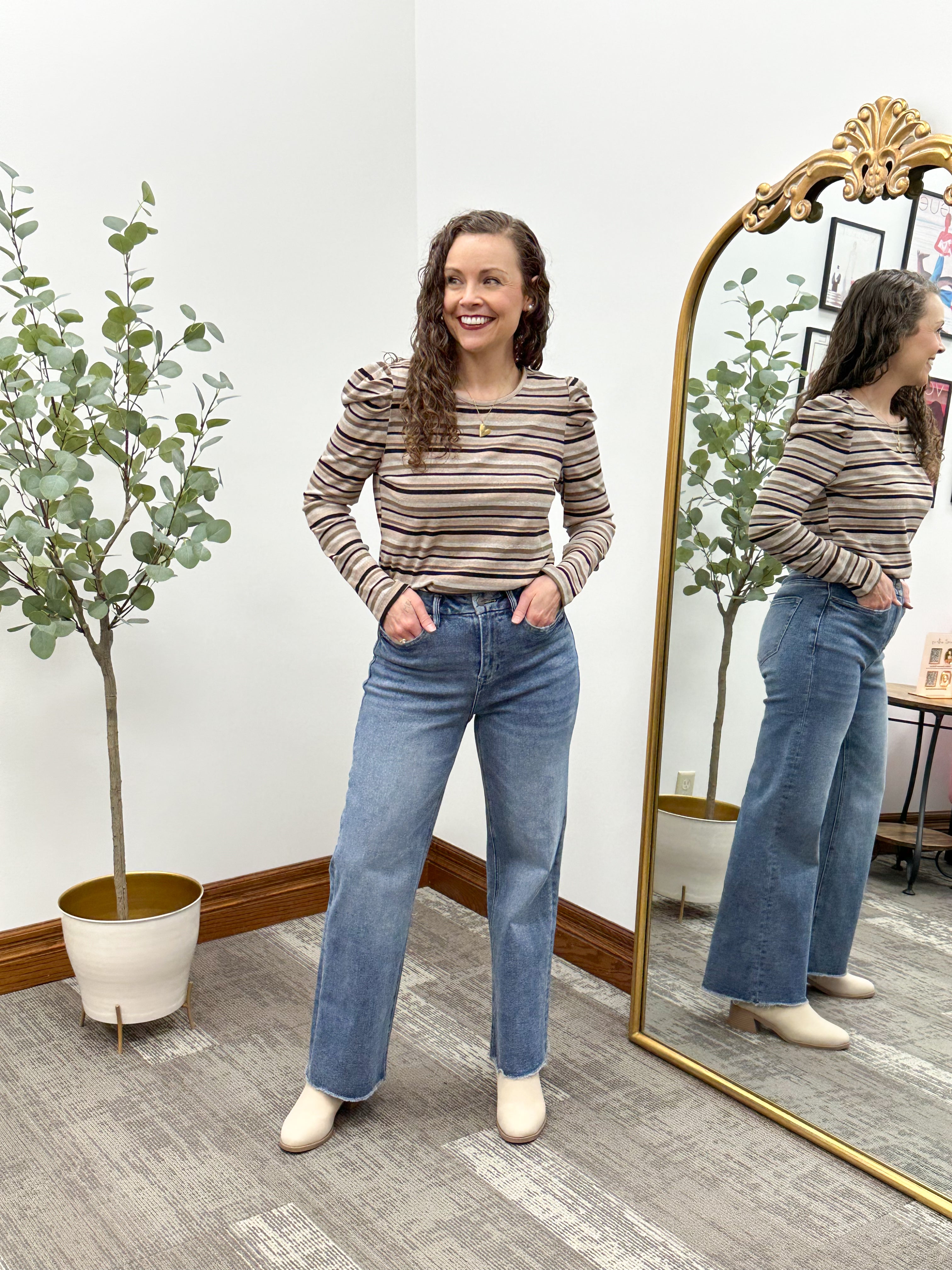 Striped Puff Long Sleeve Top