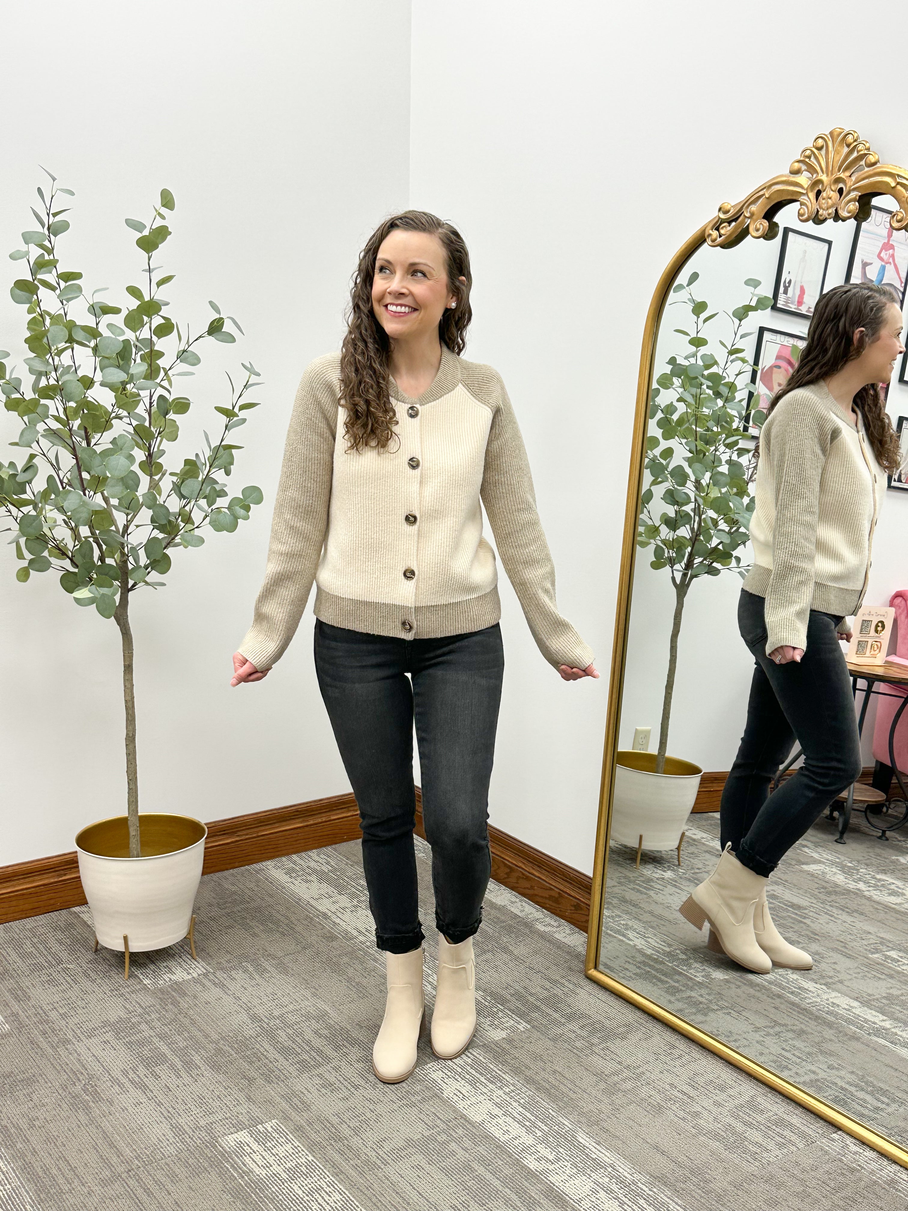Neutral Color Block Cardigan