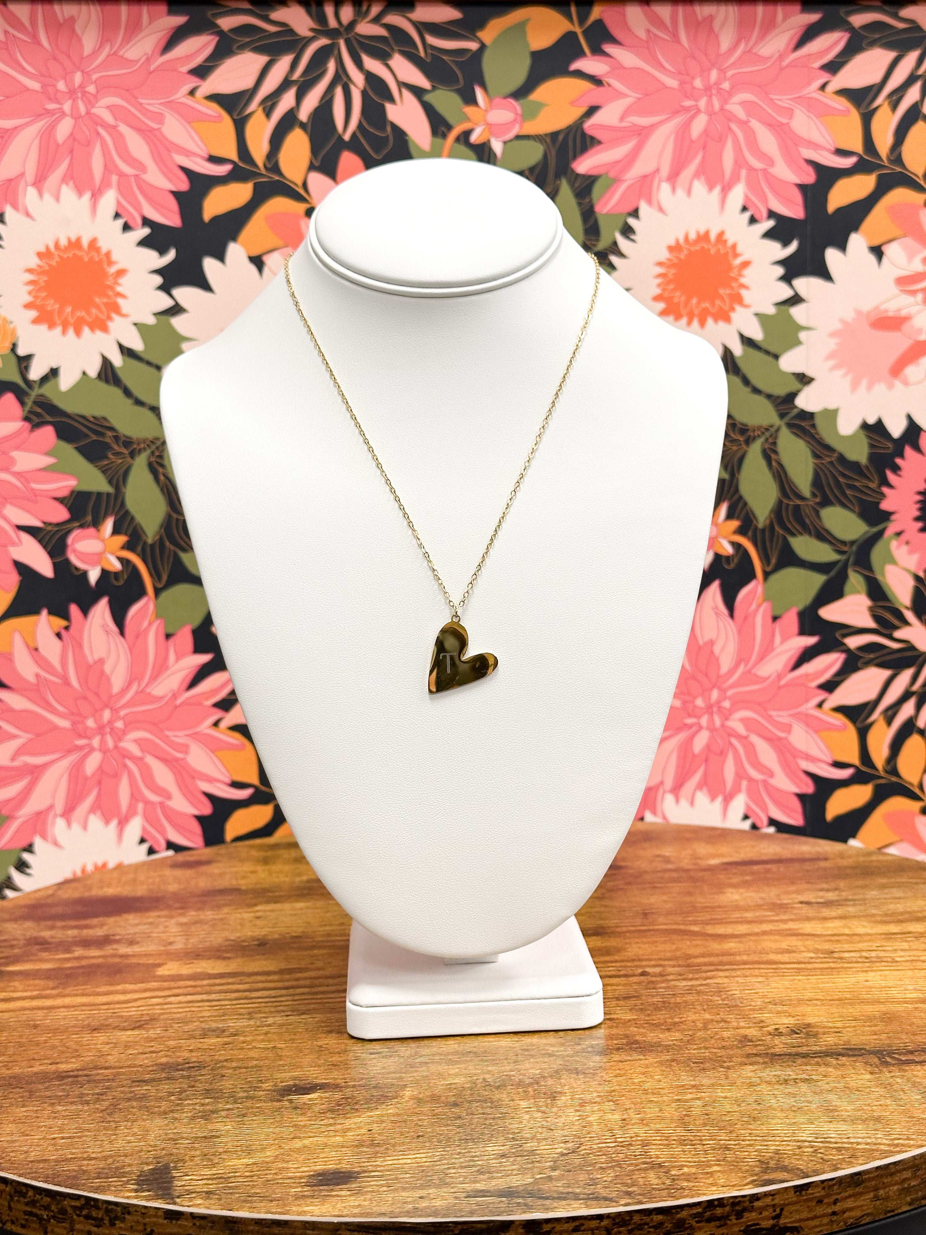 Gold Initial Heart Necklace