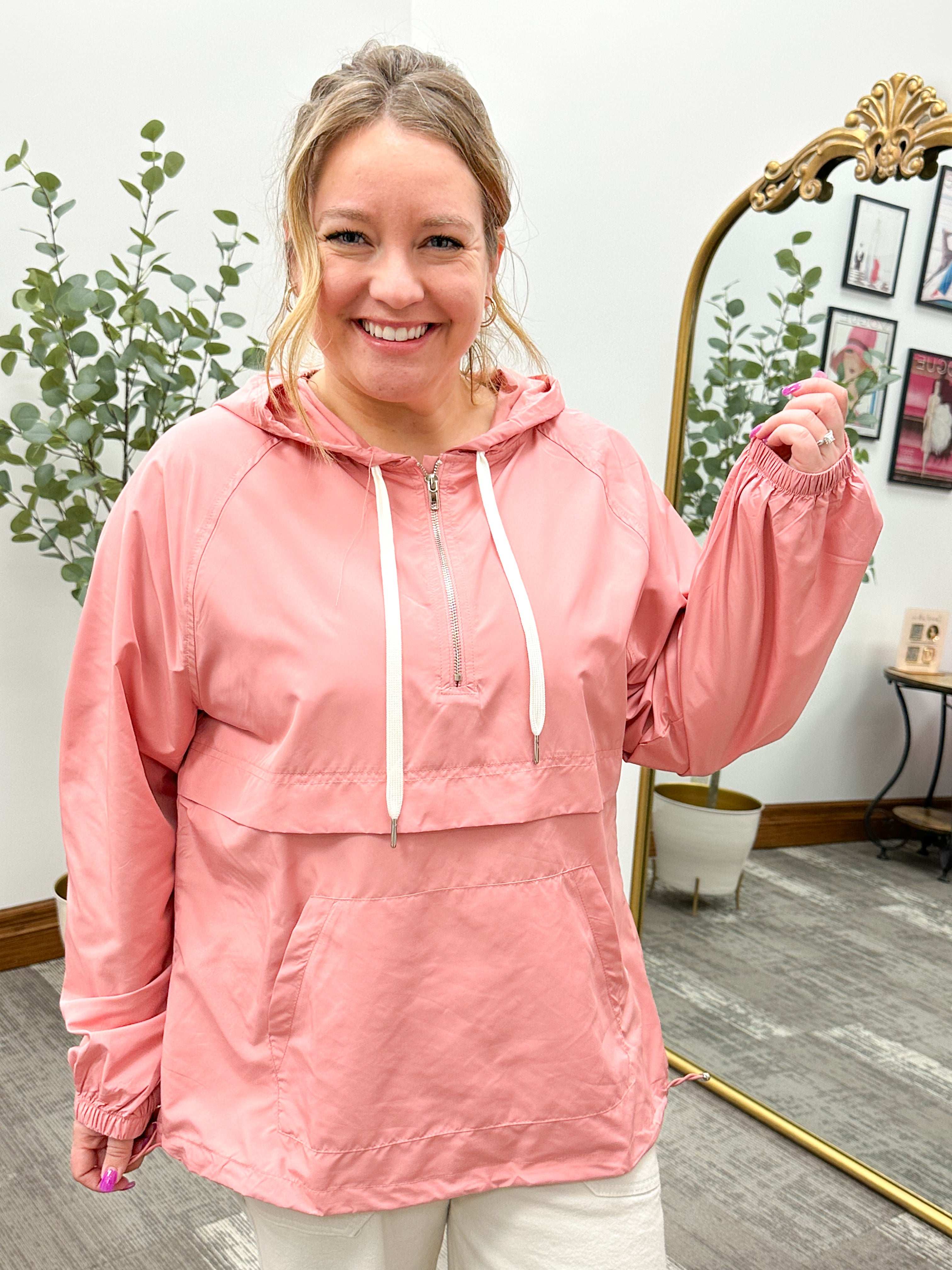 CeCe 1/2 Zip Hooded Windbreaker