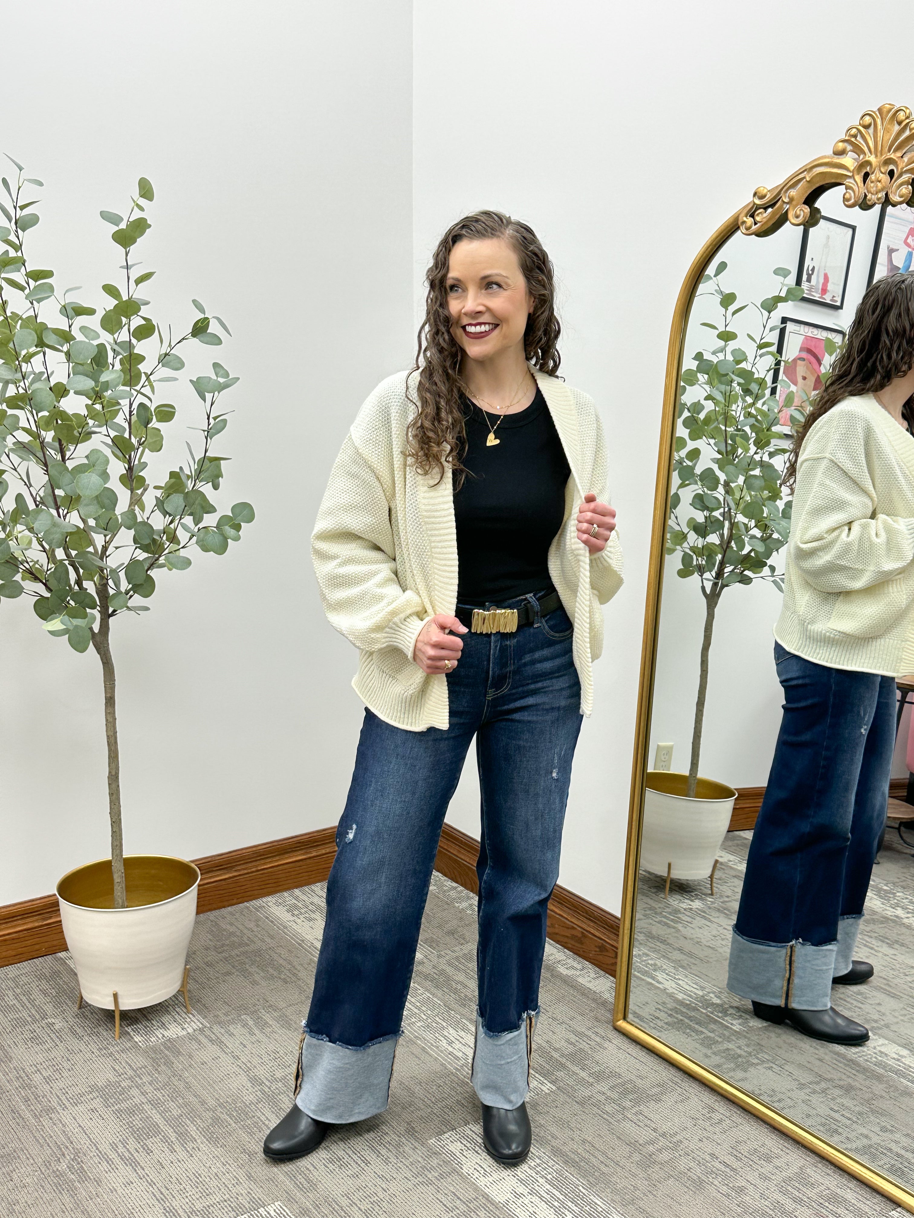 Waffle Knit Front Pocket Cardigan