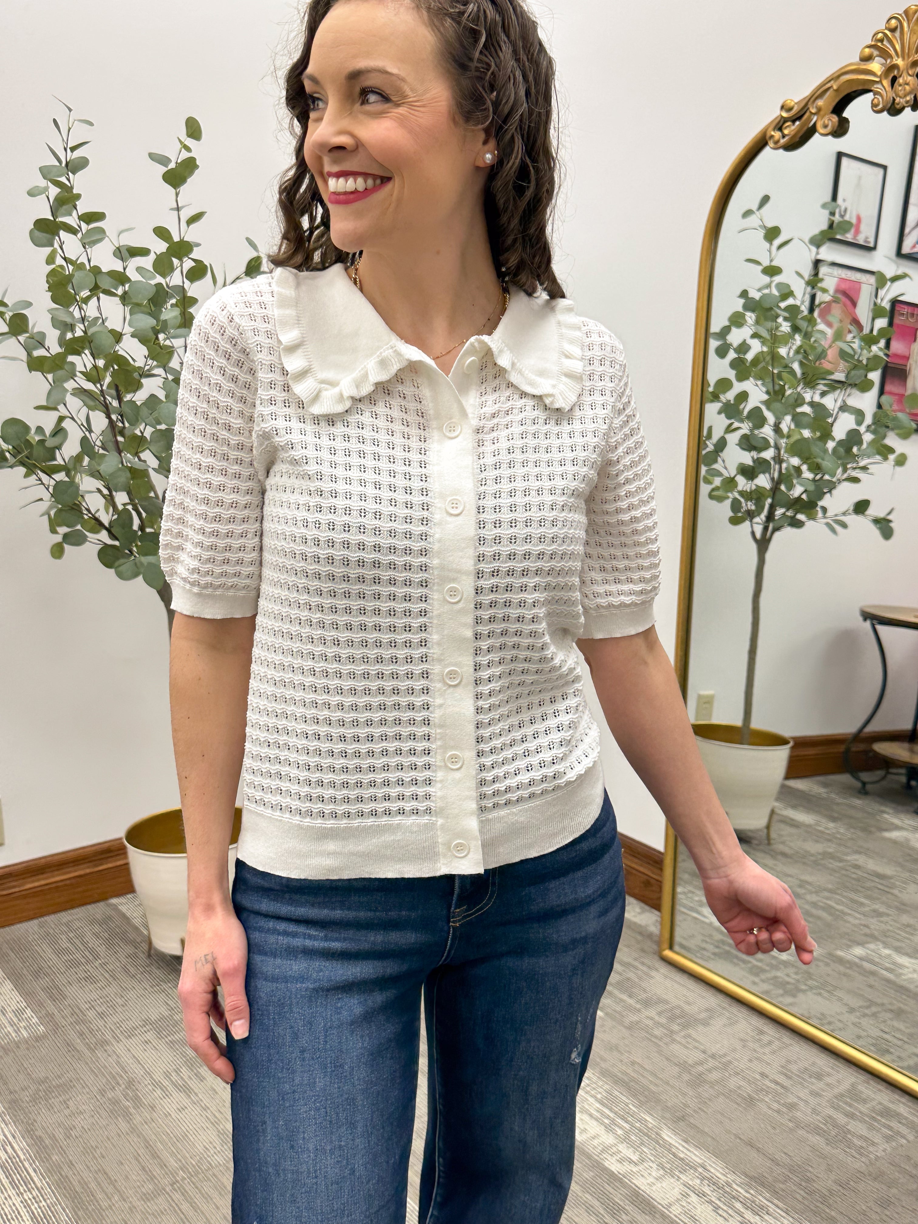 Ivory Peter Pan Collar Cardigan