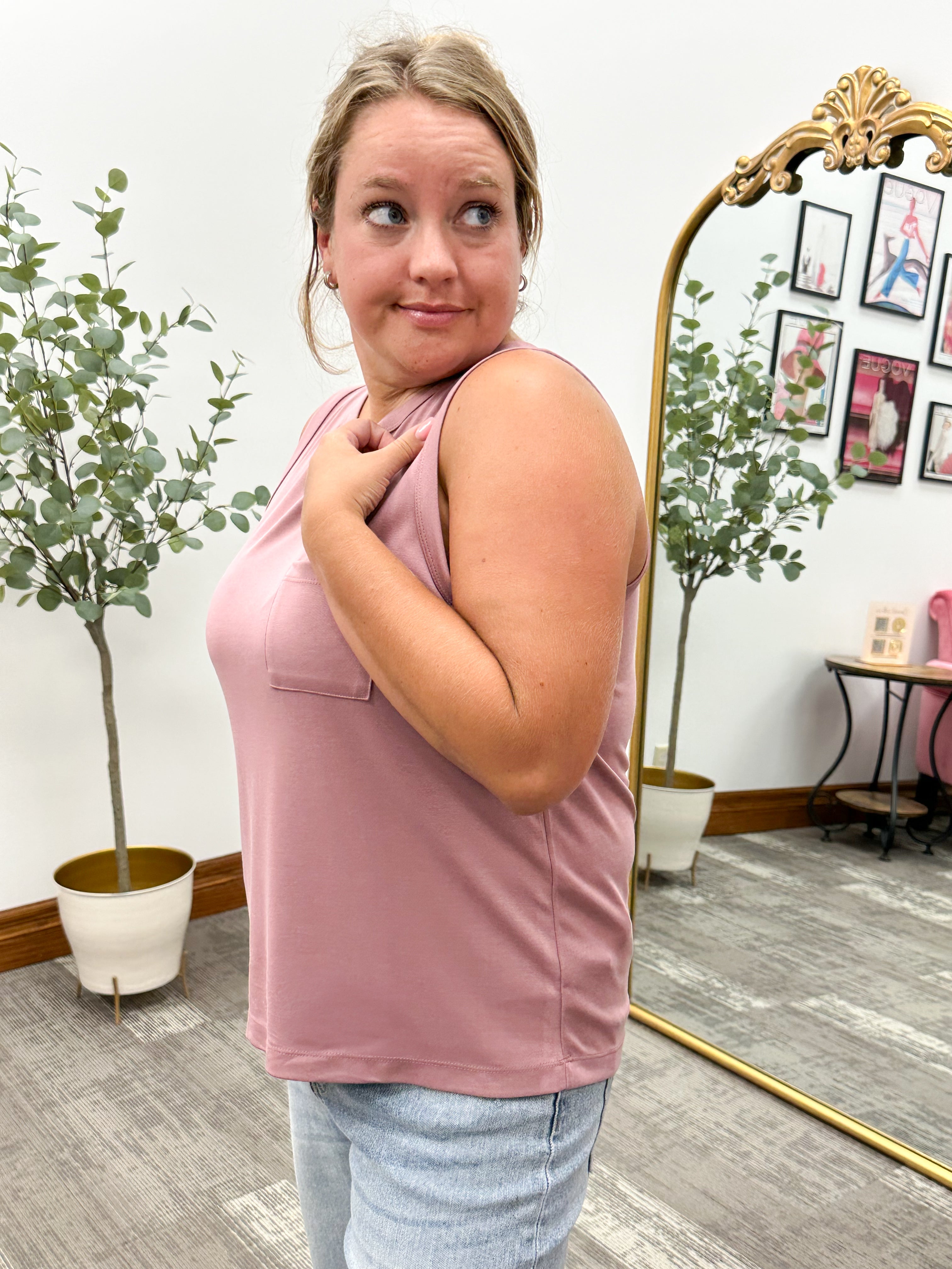 Mauve Front Pocket Tank Top