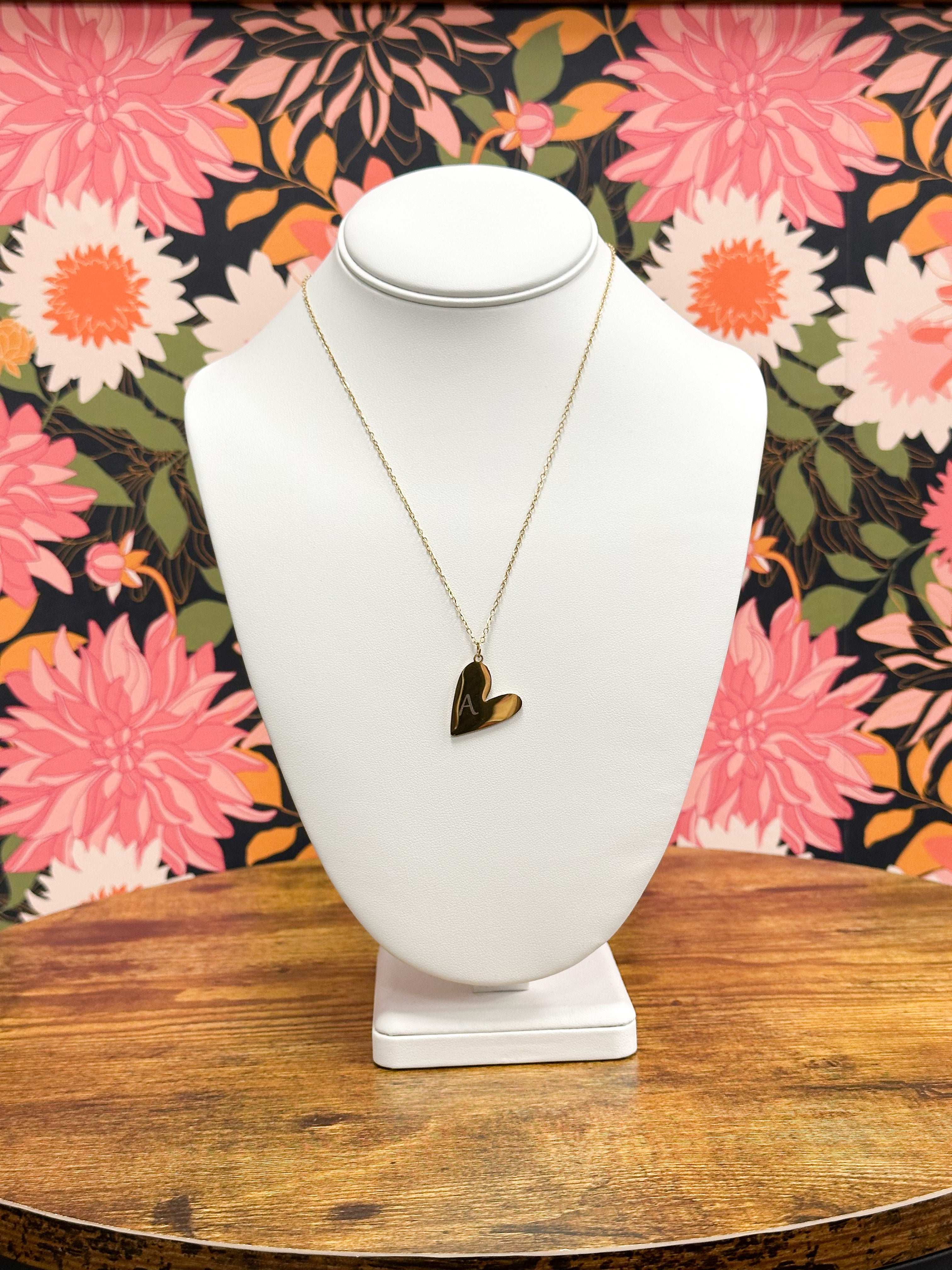 Gold Initial Heart Necklace