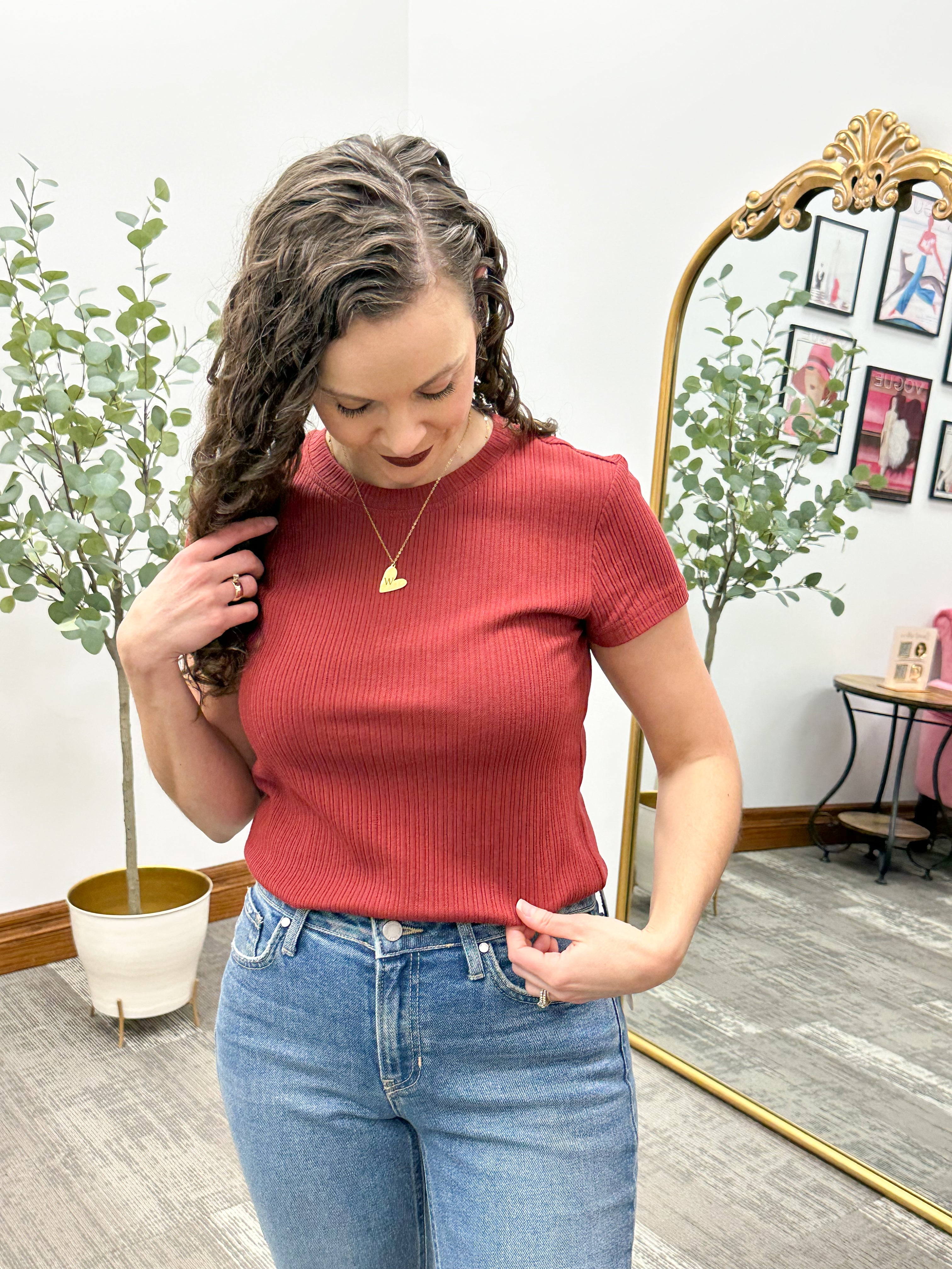 Thread & Supply Burgundy Short Sleeve Top