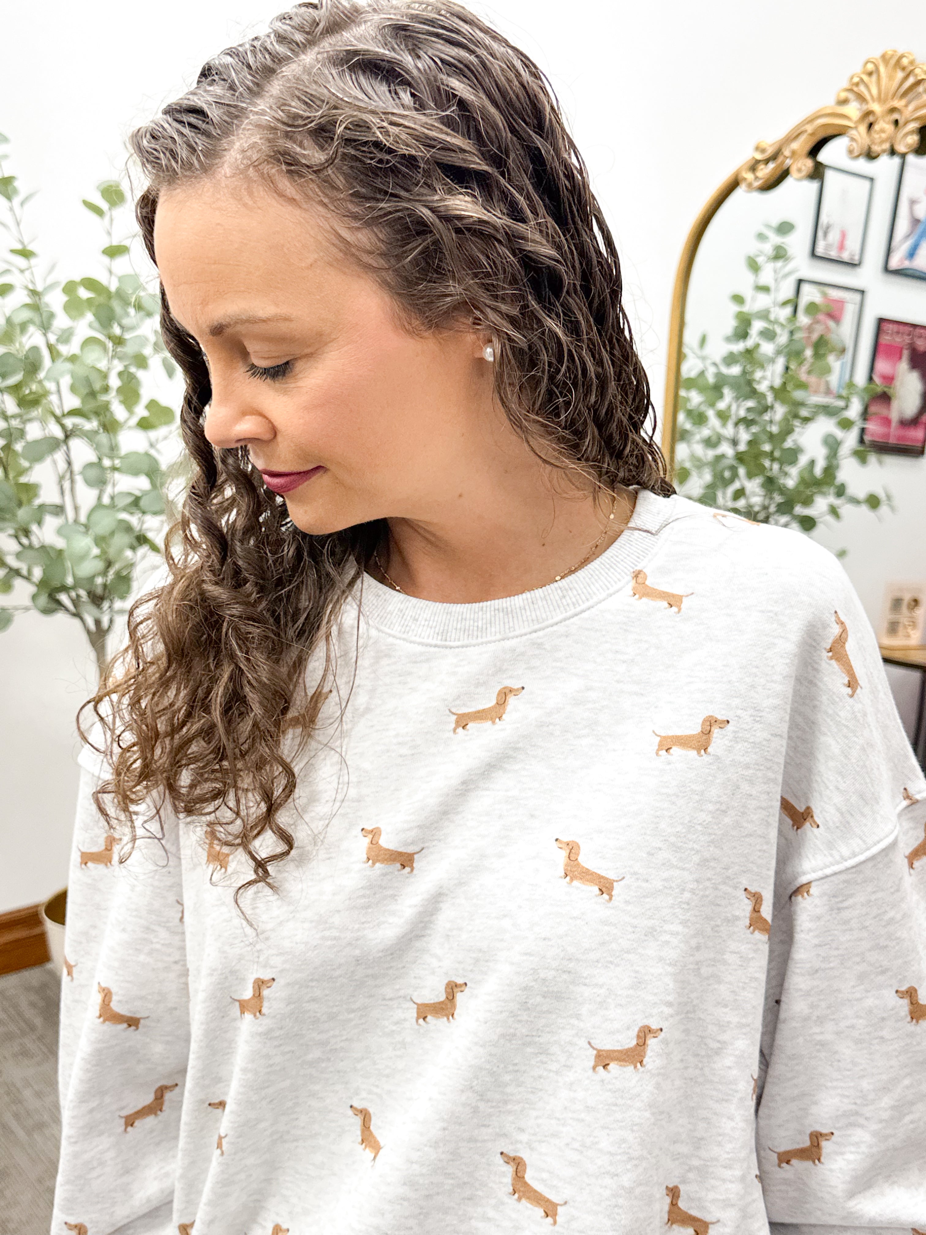 Dachshund Print Oversized Sweatshirt