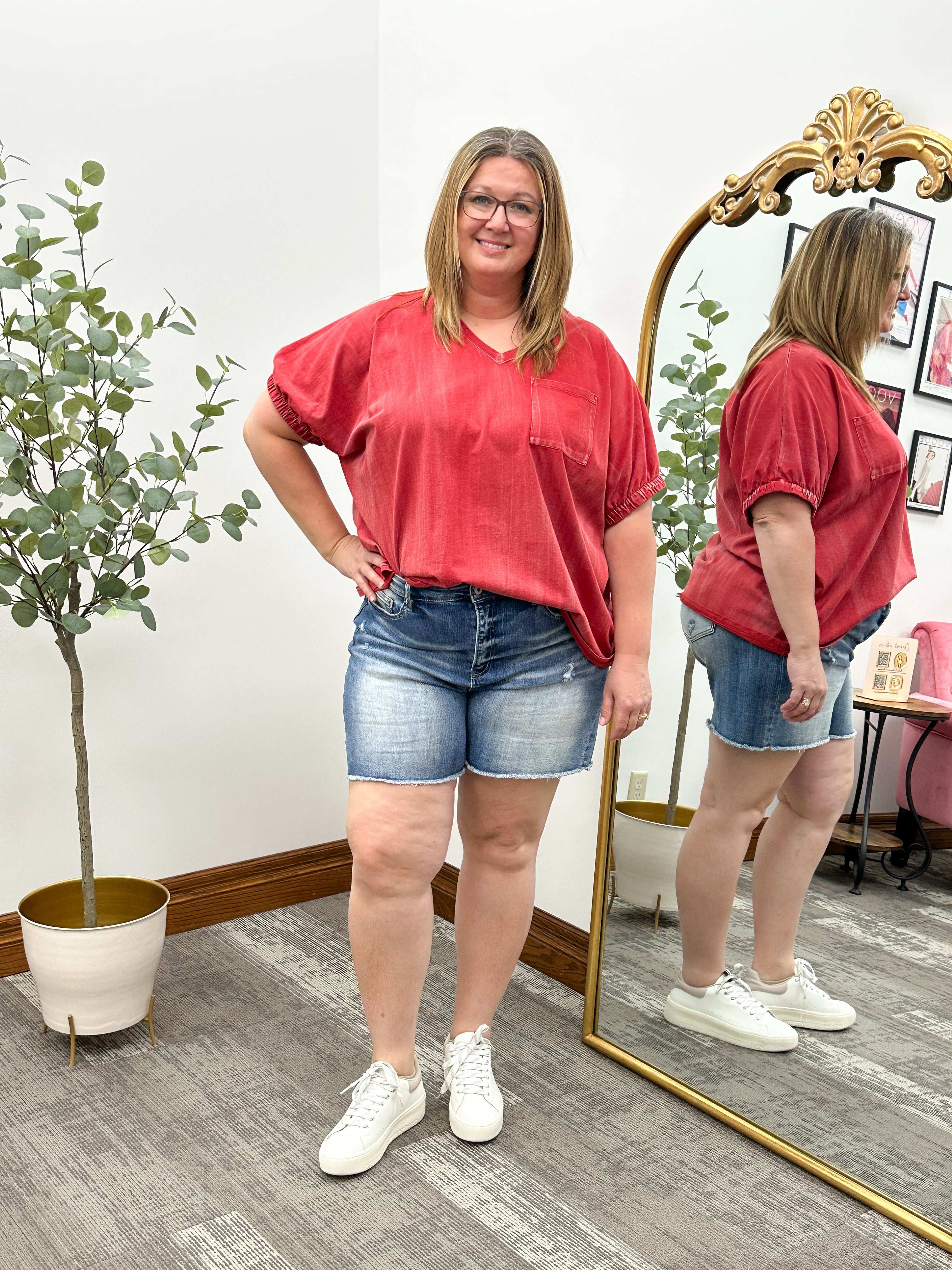Washed Red Front Pocket T-Shirt