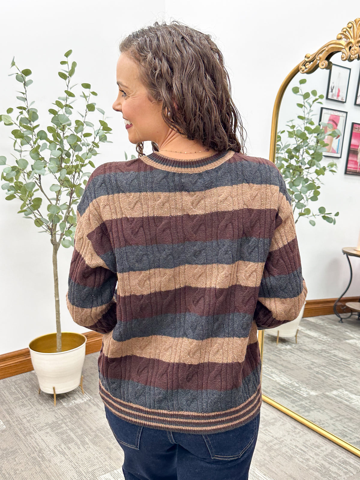 Carlisle Brown & Charcoal Stripe Sweater