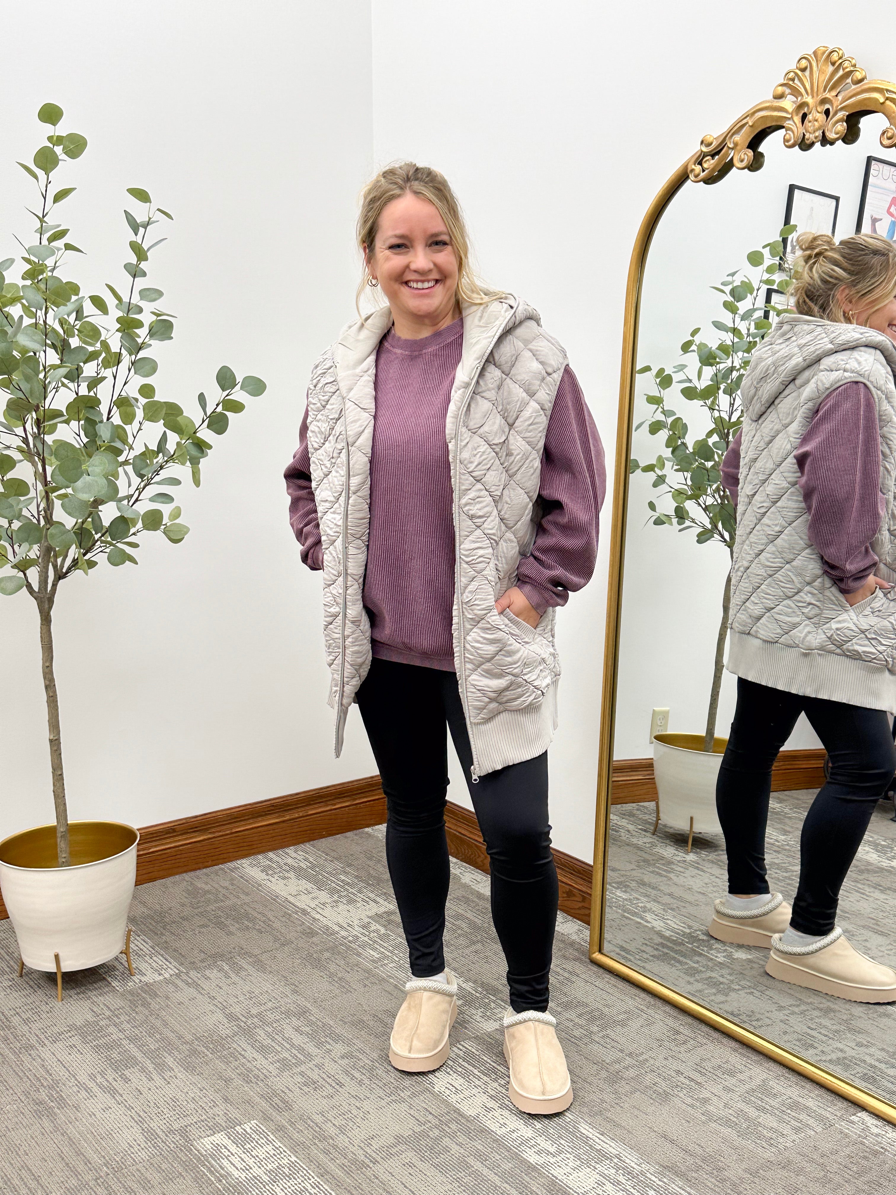 Oversized Hooded Quilted Vest