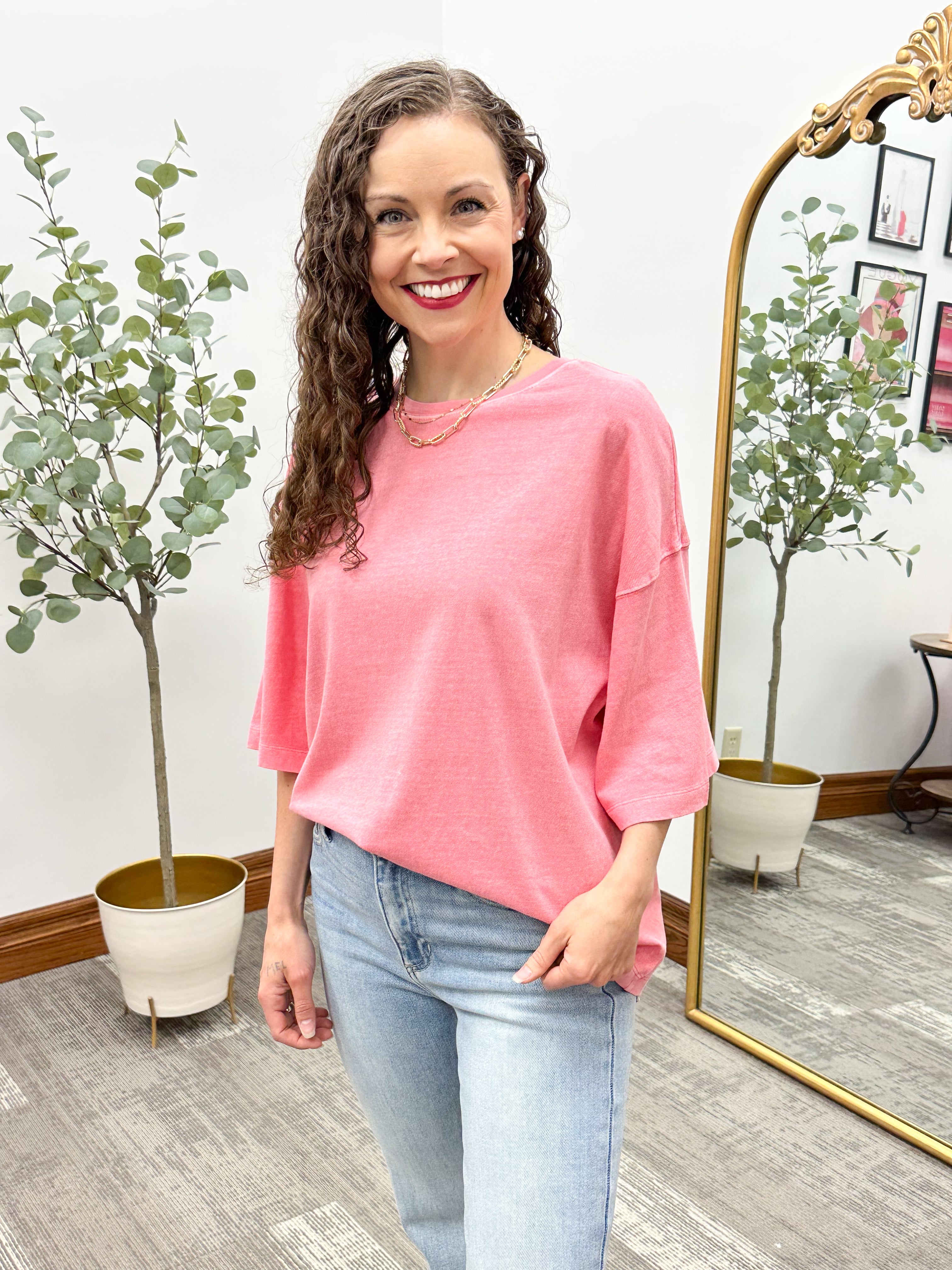 Washed Coral Oversized T-Shirt