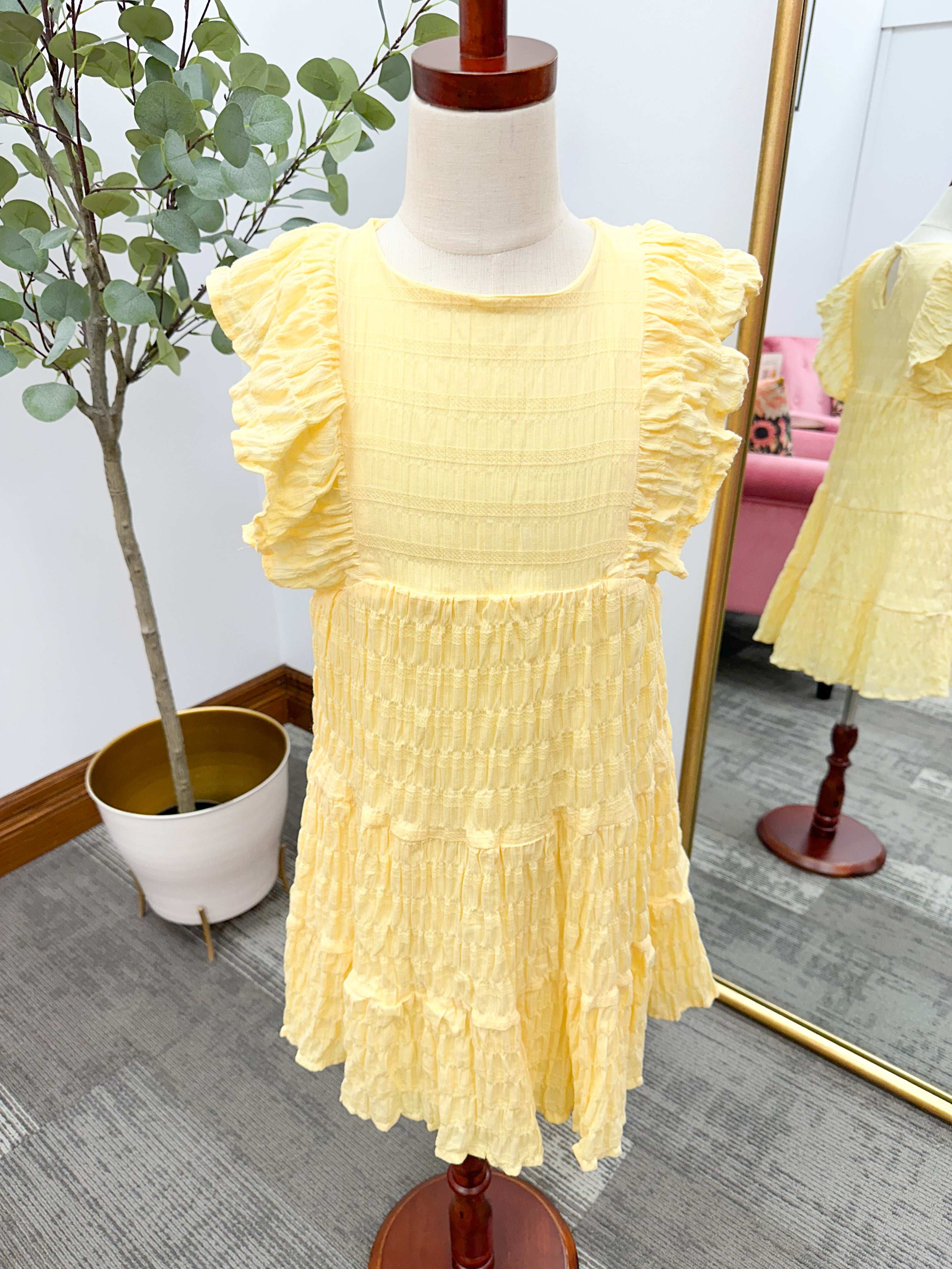 Girls Yellow Ruffle Dress