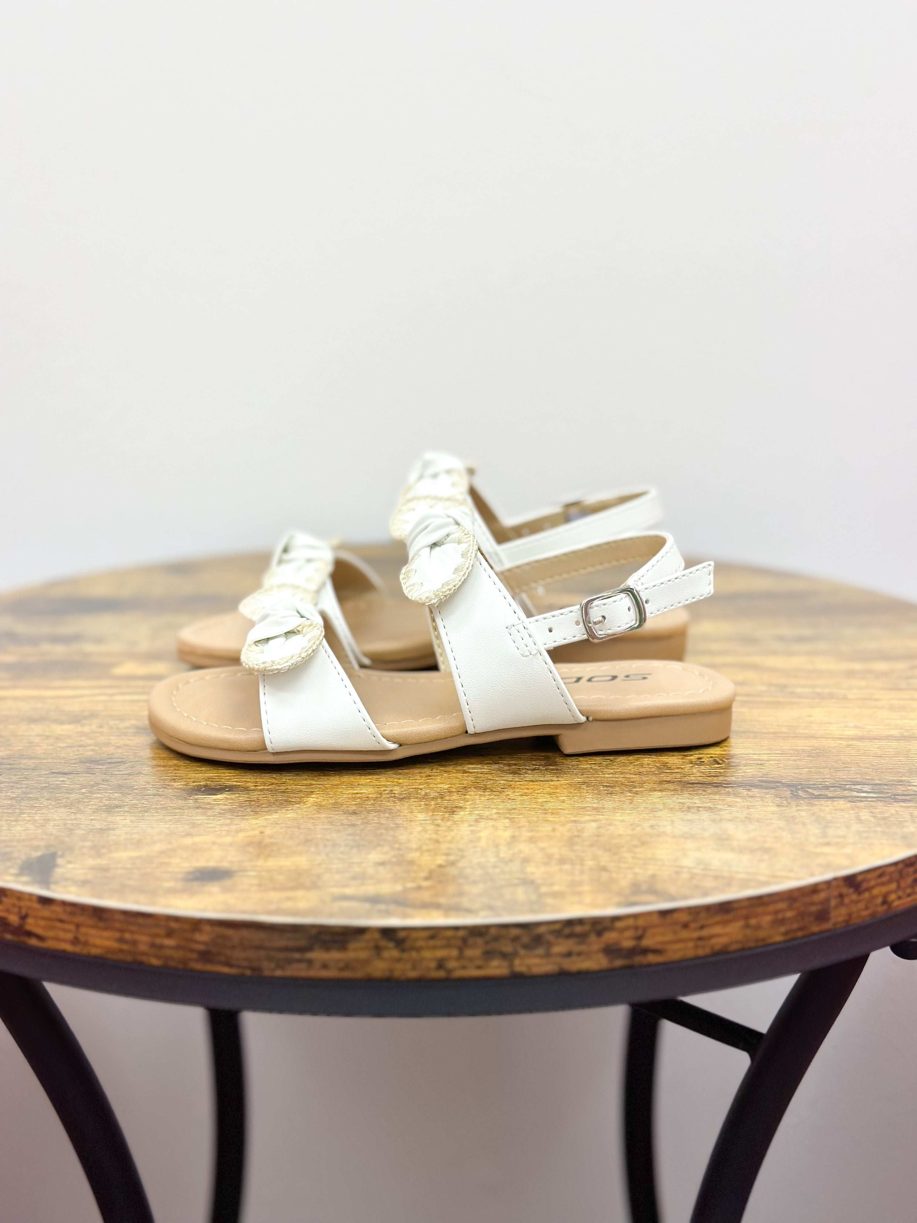 Girls Ivory Bow Sandals