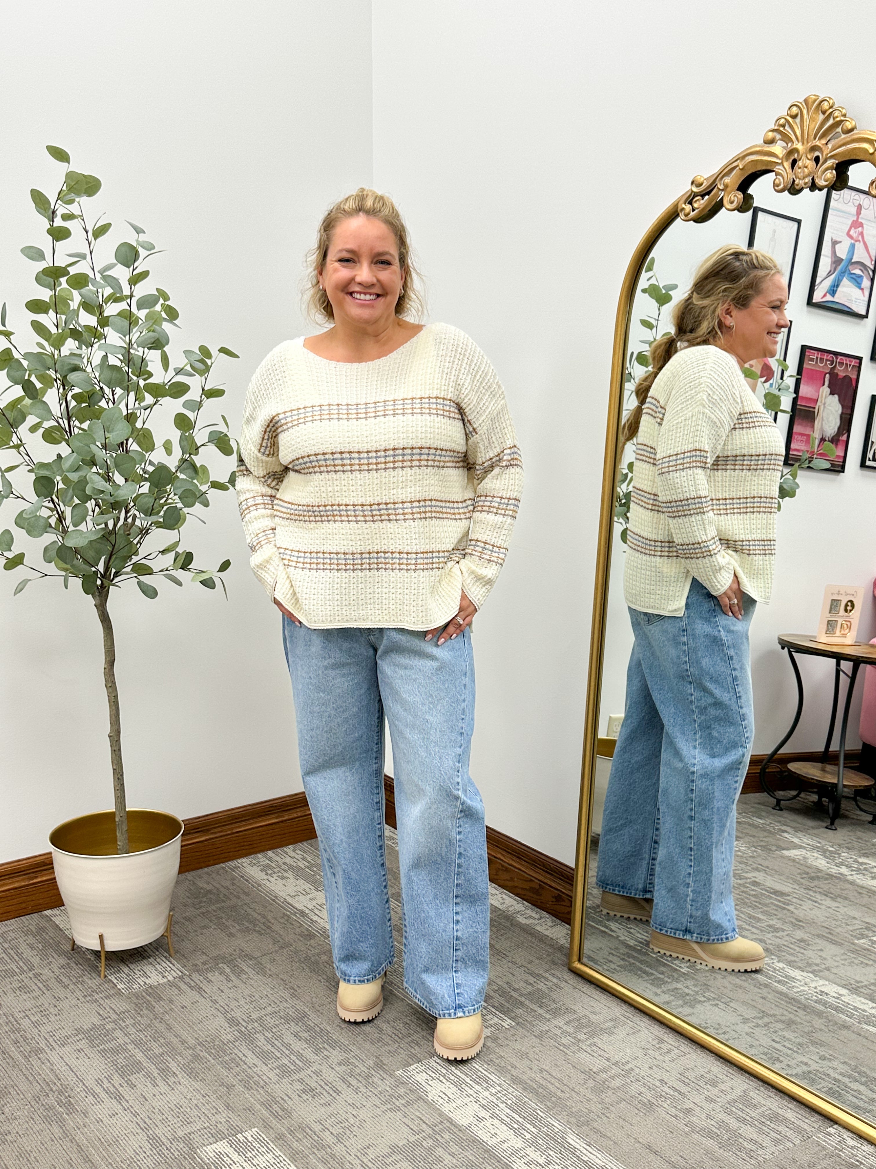 Multi Striped Chunky Knit Sweater