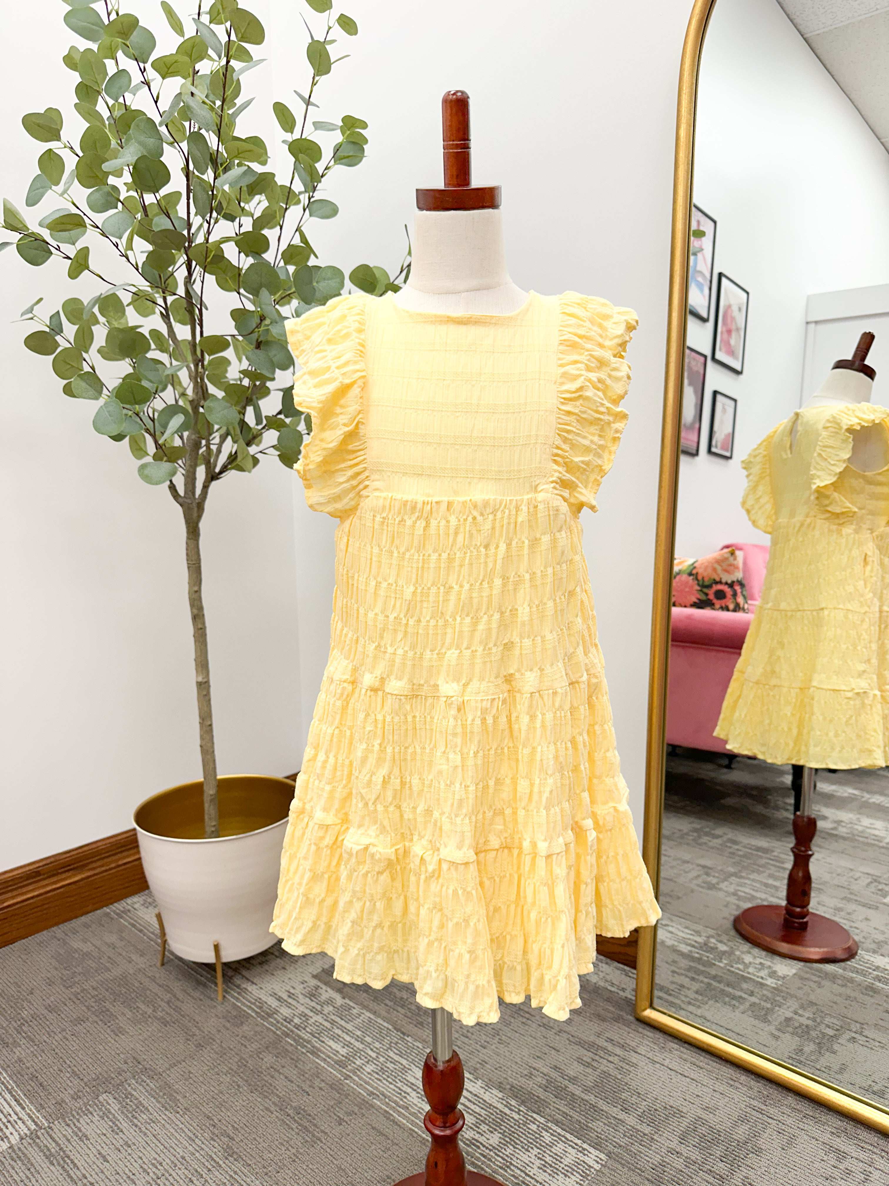 Girls Yellow Ruffle Dress