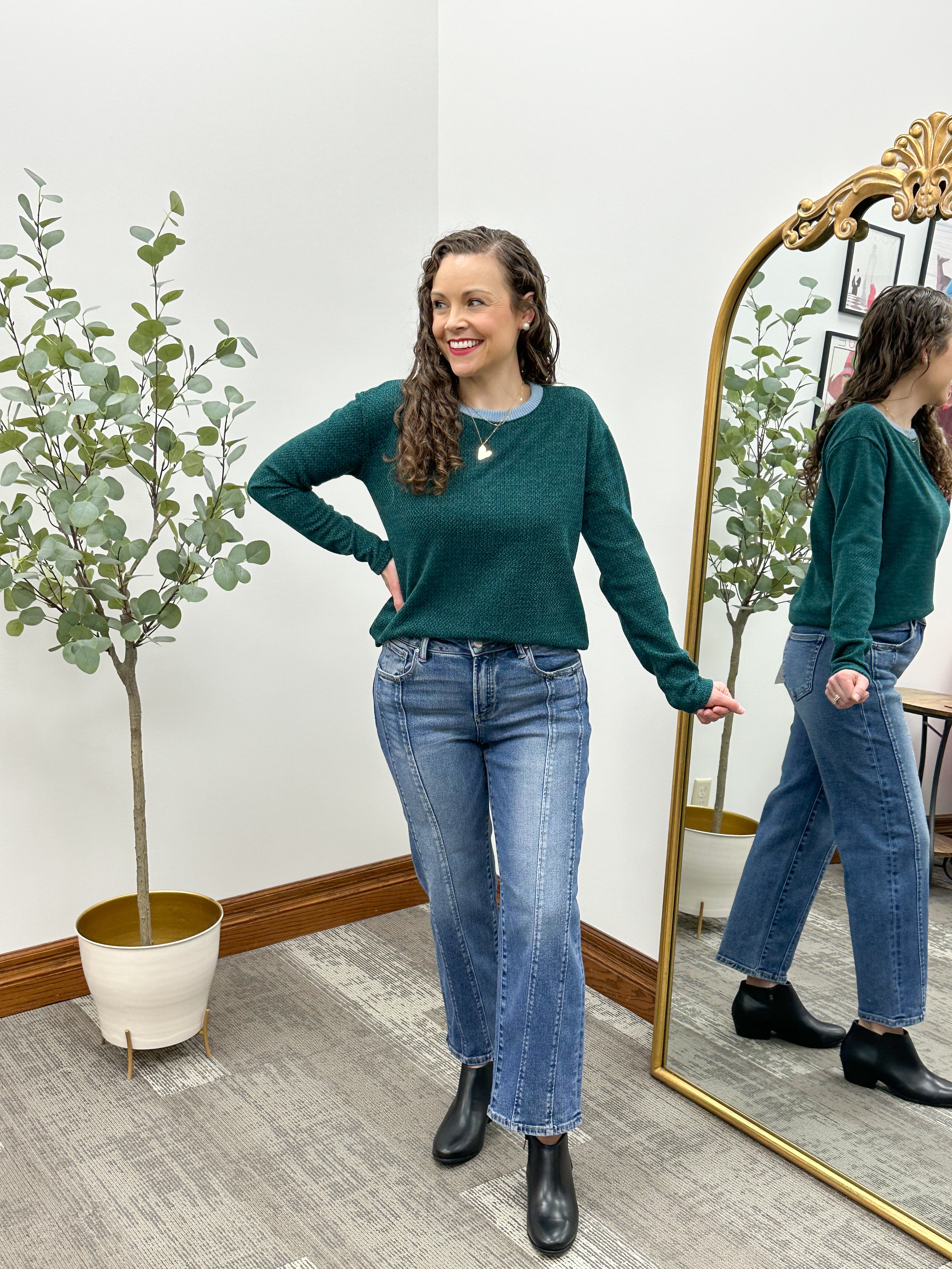 Green & Blue Long Sleeve Top