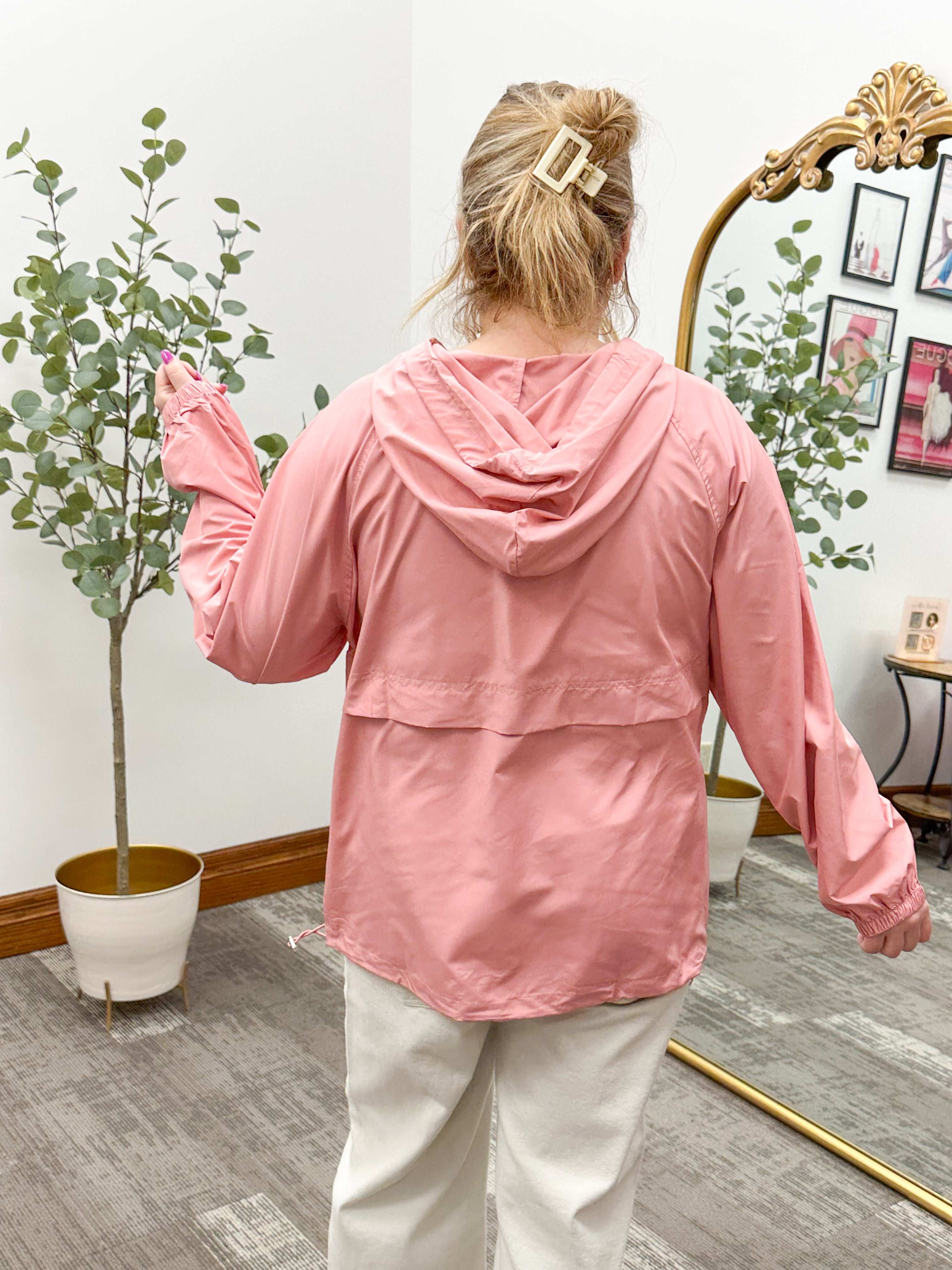 CeCe 1/2 Zip Hooded Windbreaker
