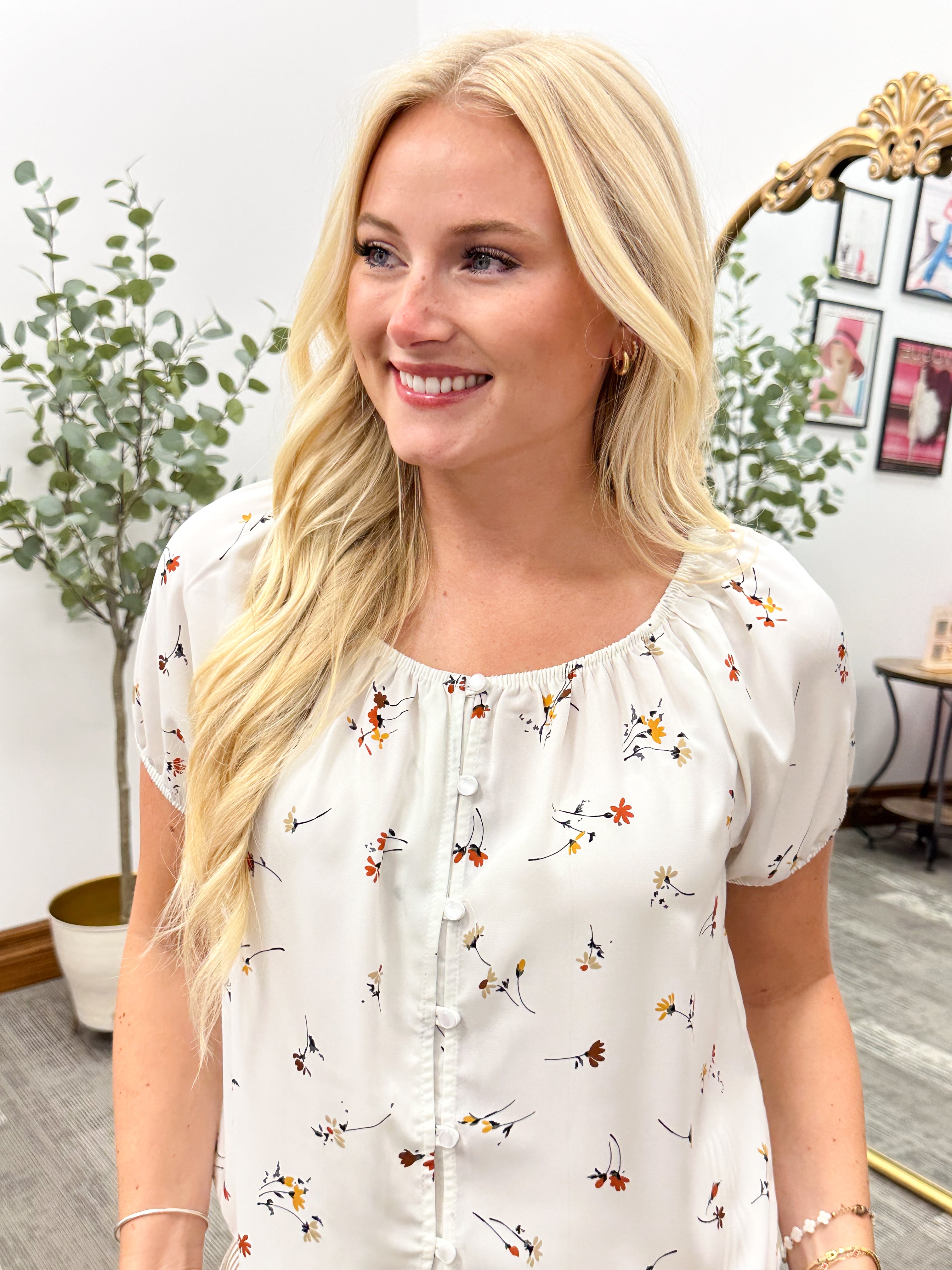Floral blouse, fall floral blouse