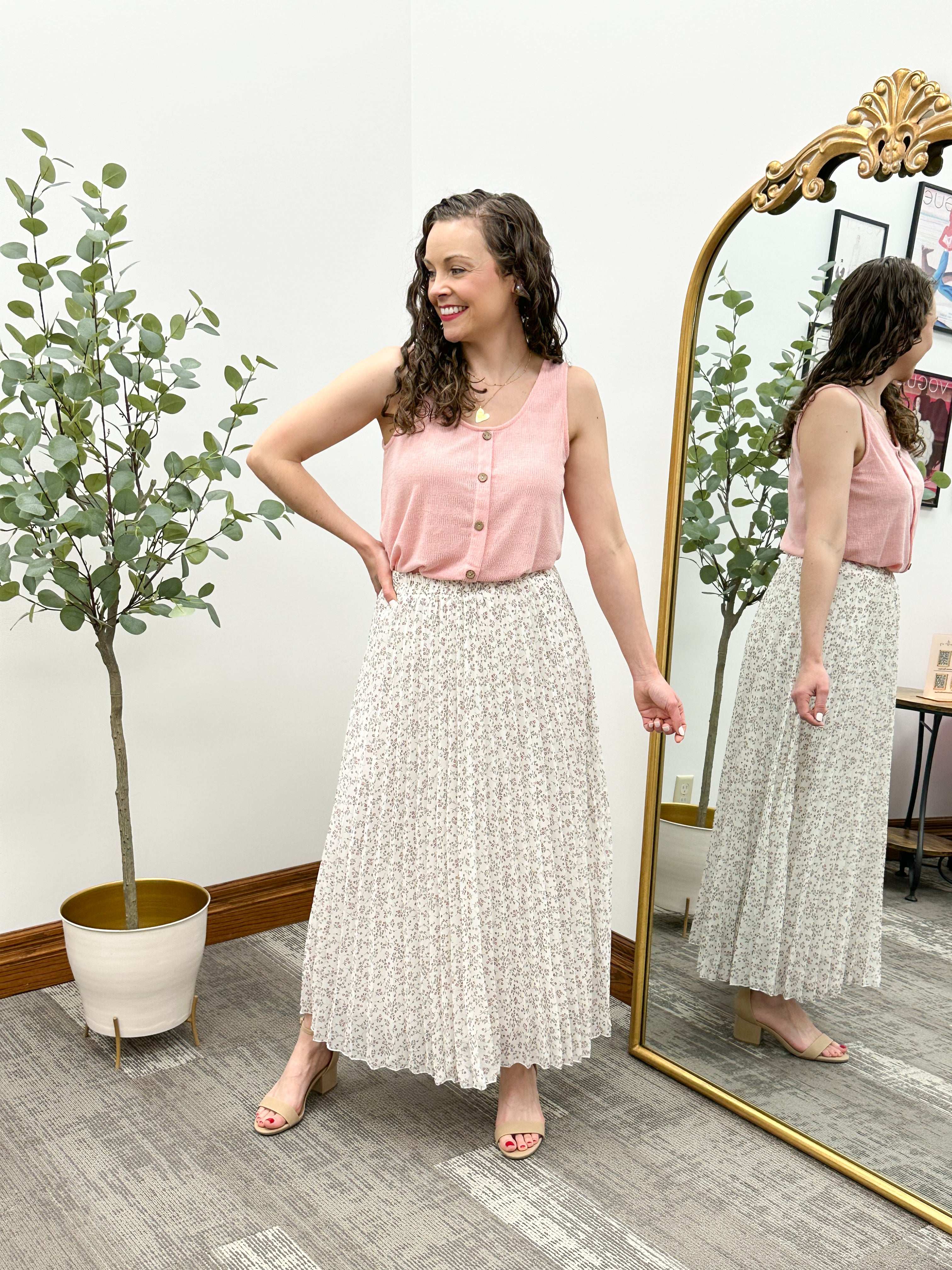 Floral Pleated Maxi Skirt