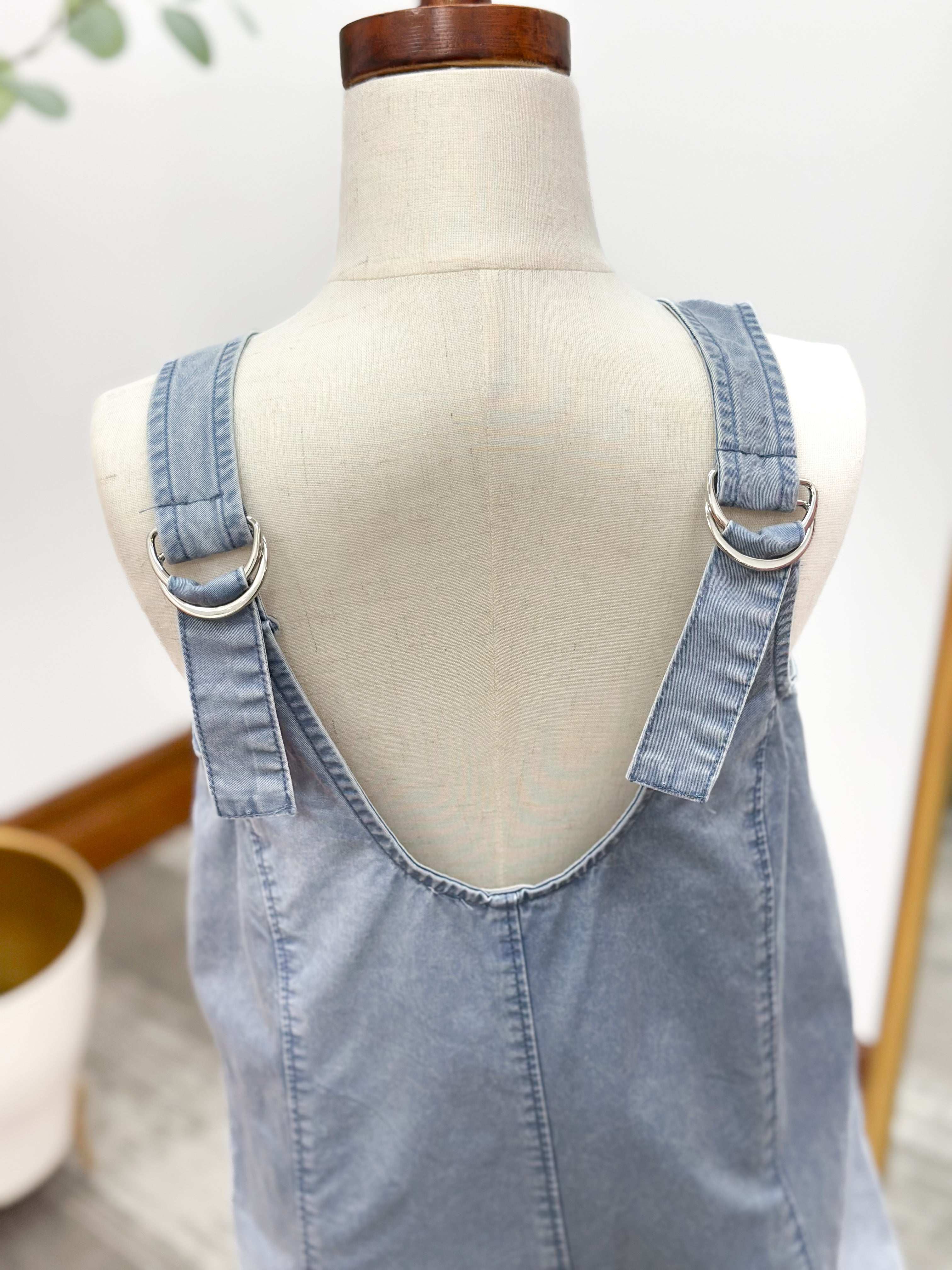 Girls Vintage Wash Denim Romper