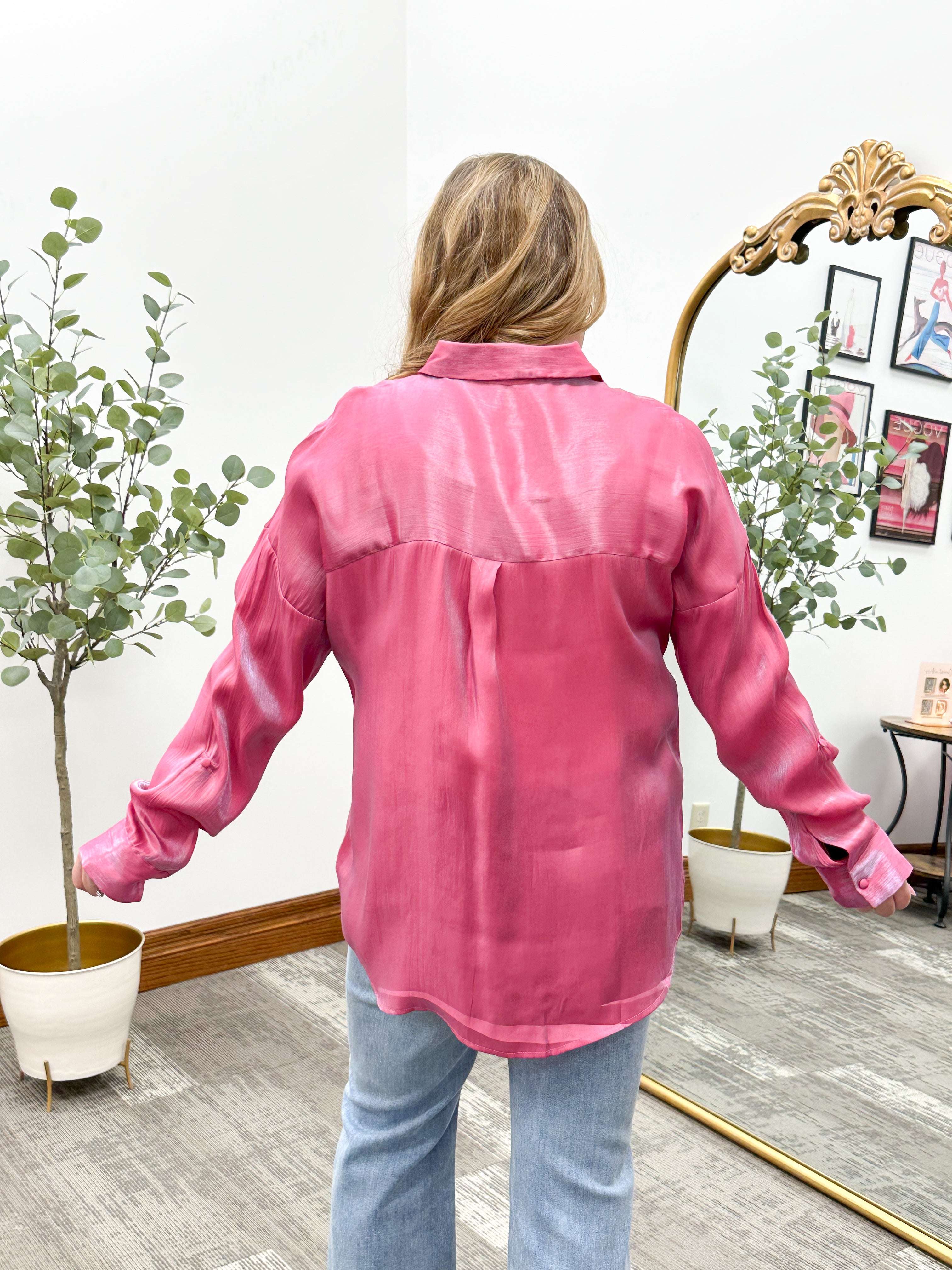 Iridescent Button Up Blouse