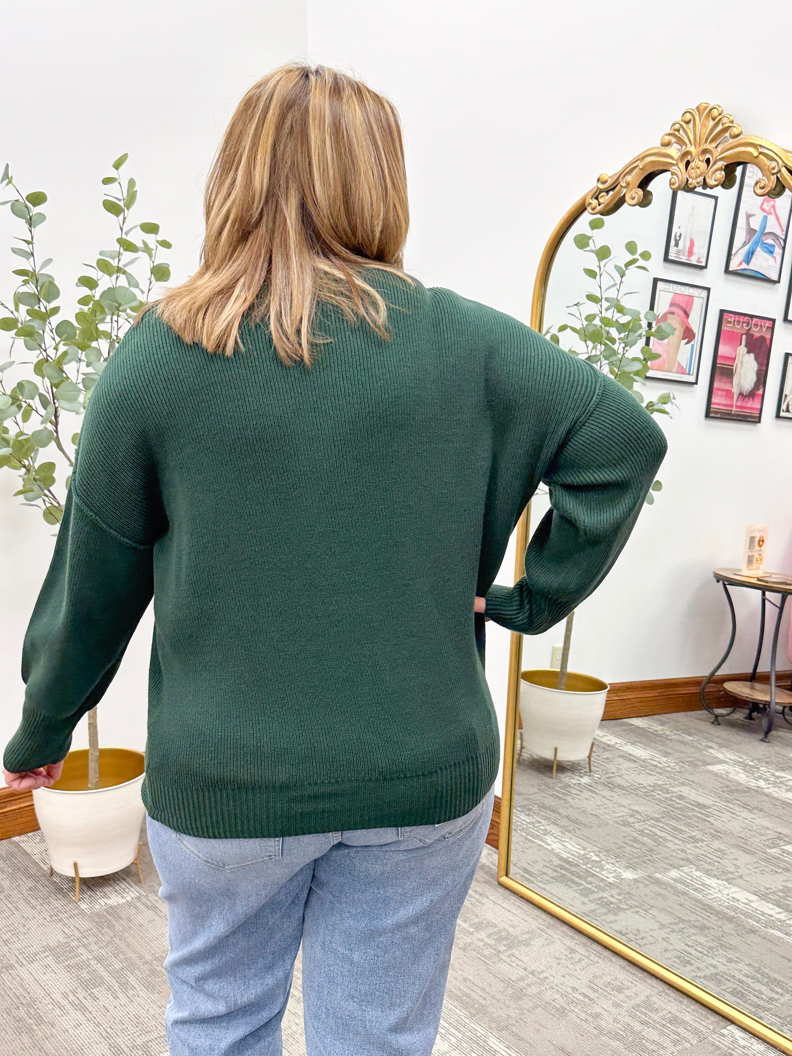 Hunter Green Mock Neck Sweater