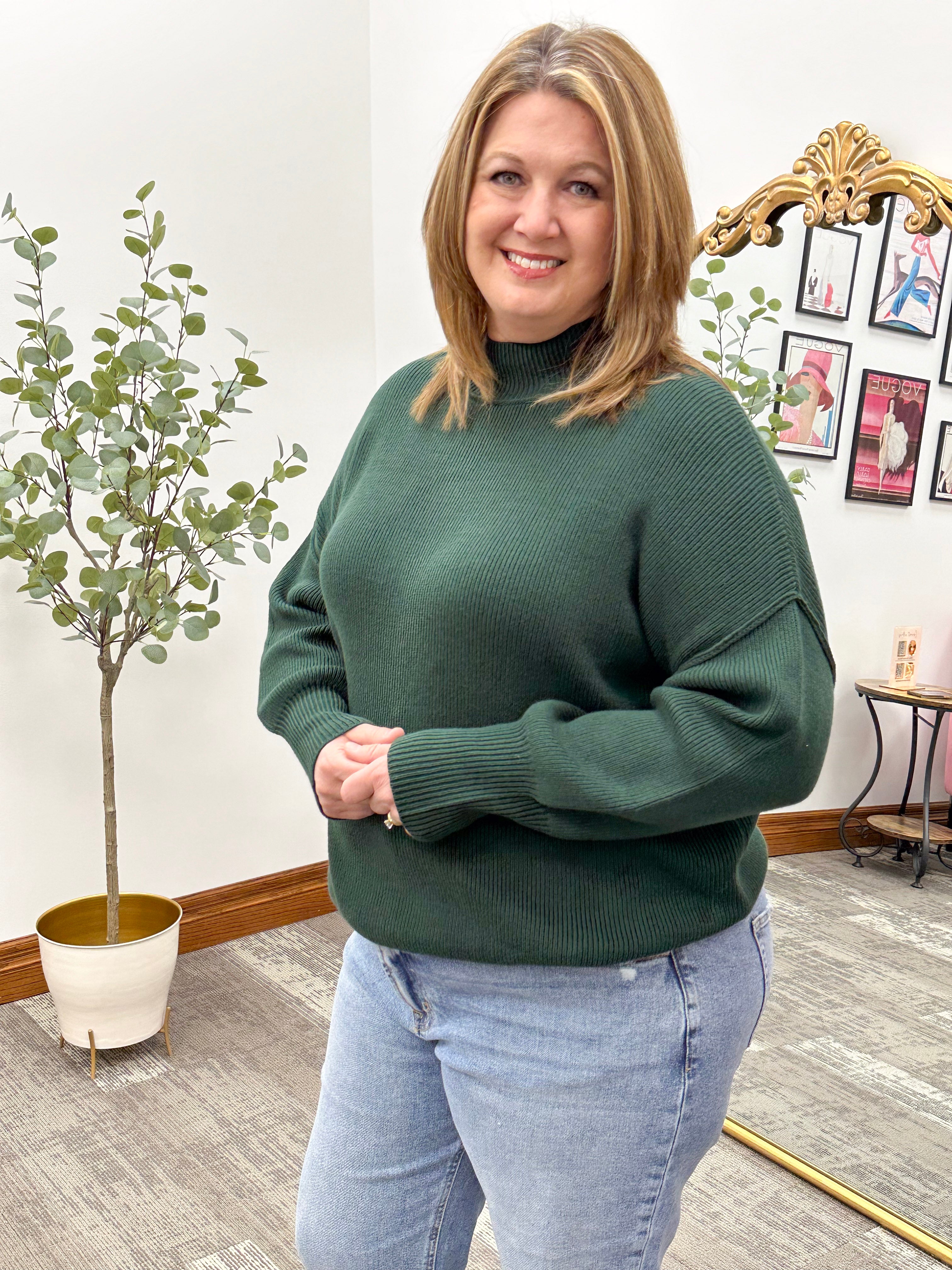 Hunter Green Mock Neck Sweater