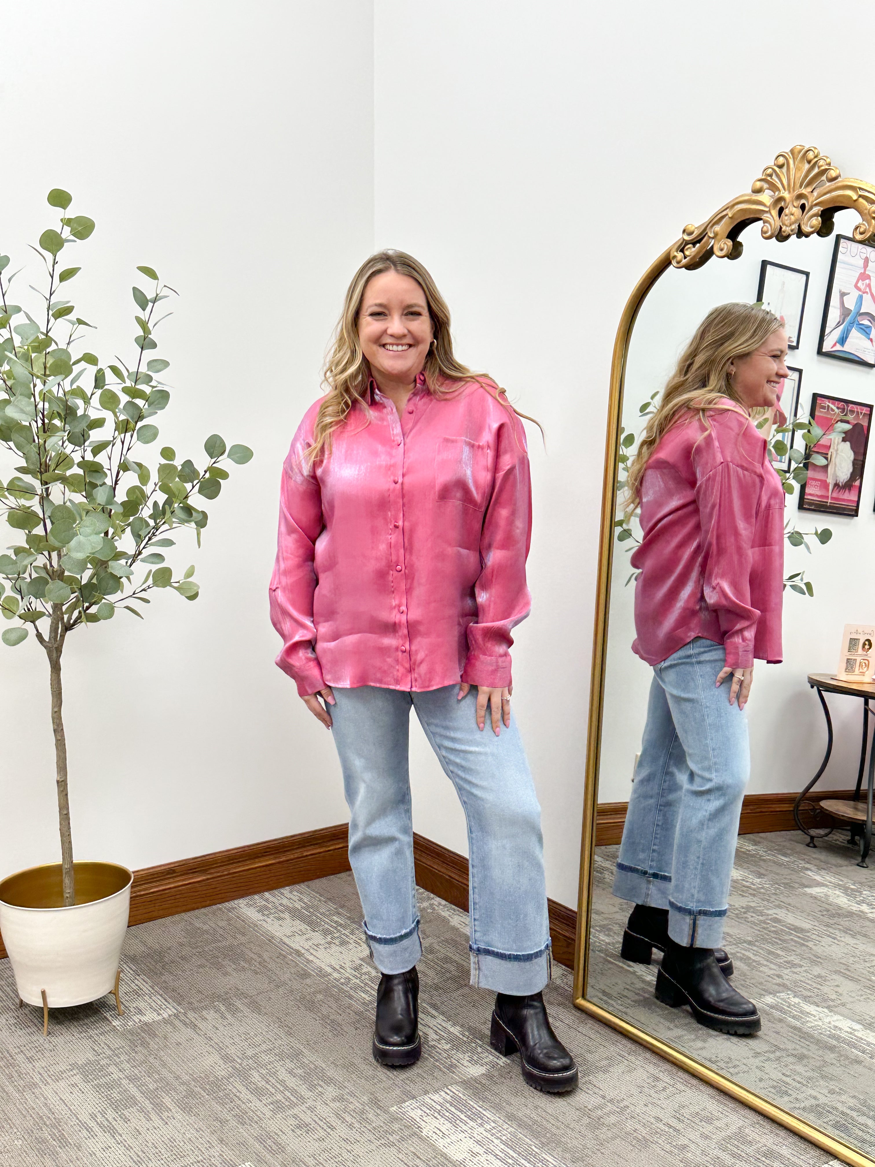 Iridescent Button Up Blouse