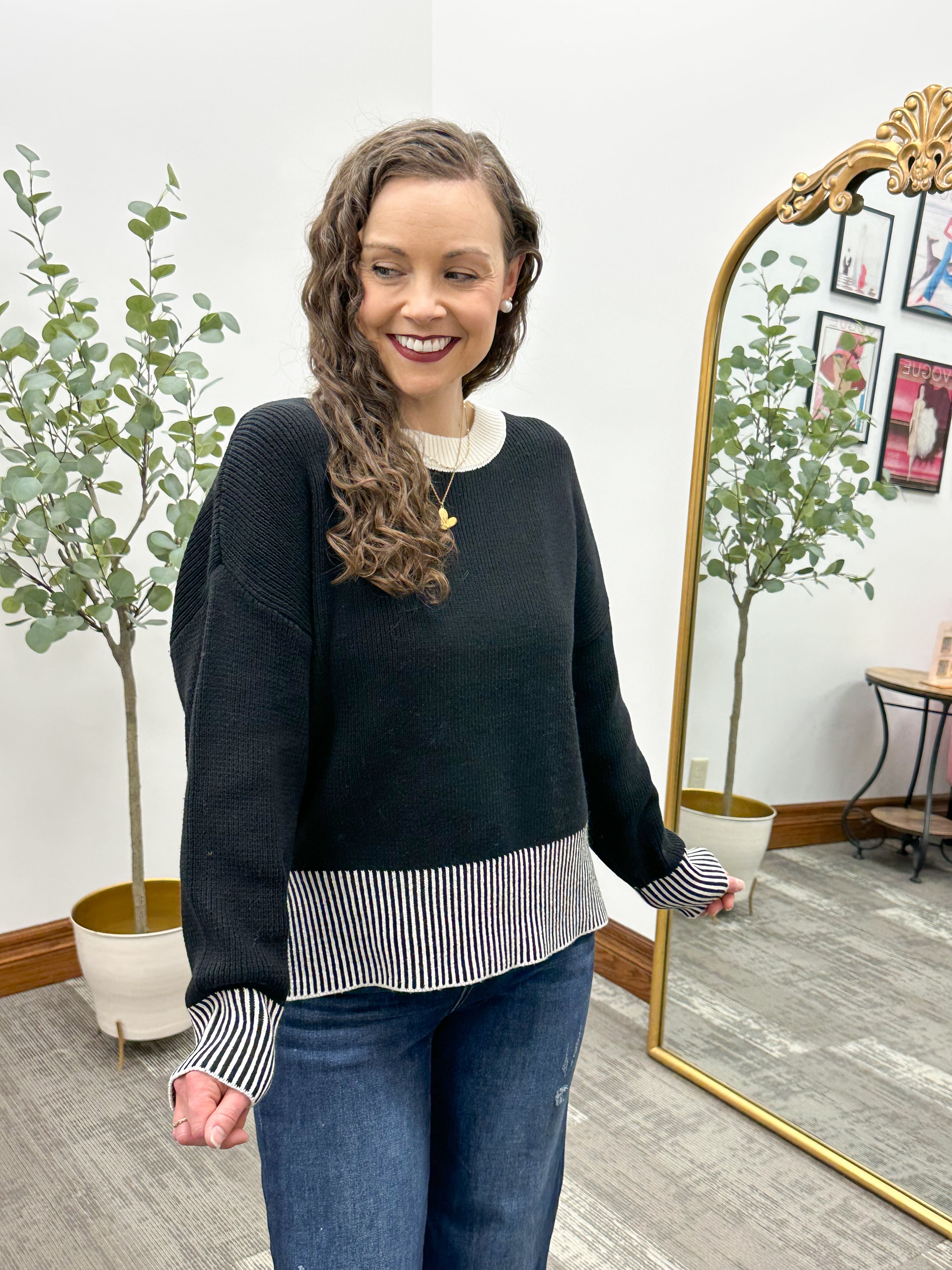 Black Sweater with Buttons on the Back