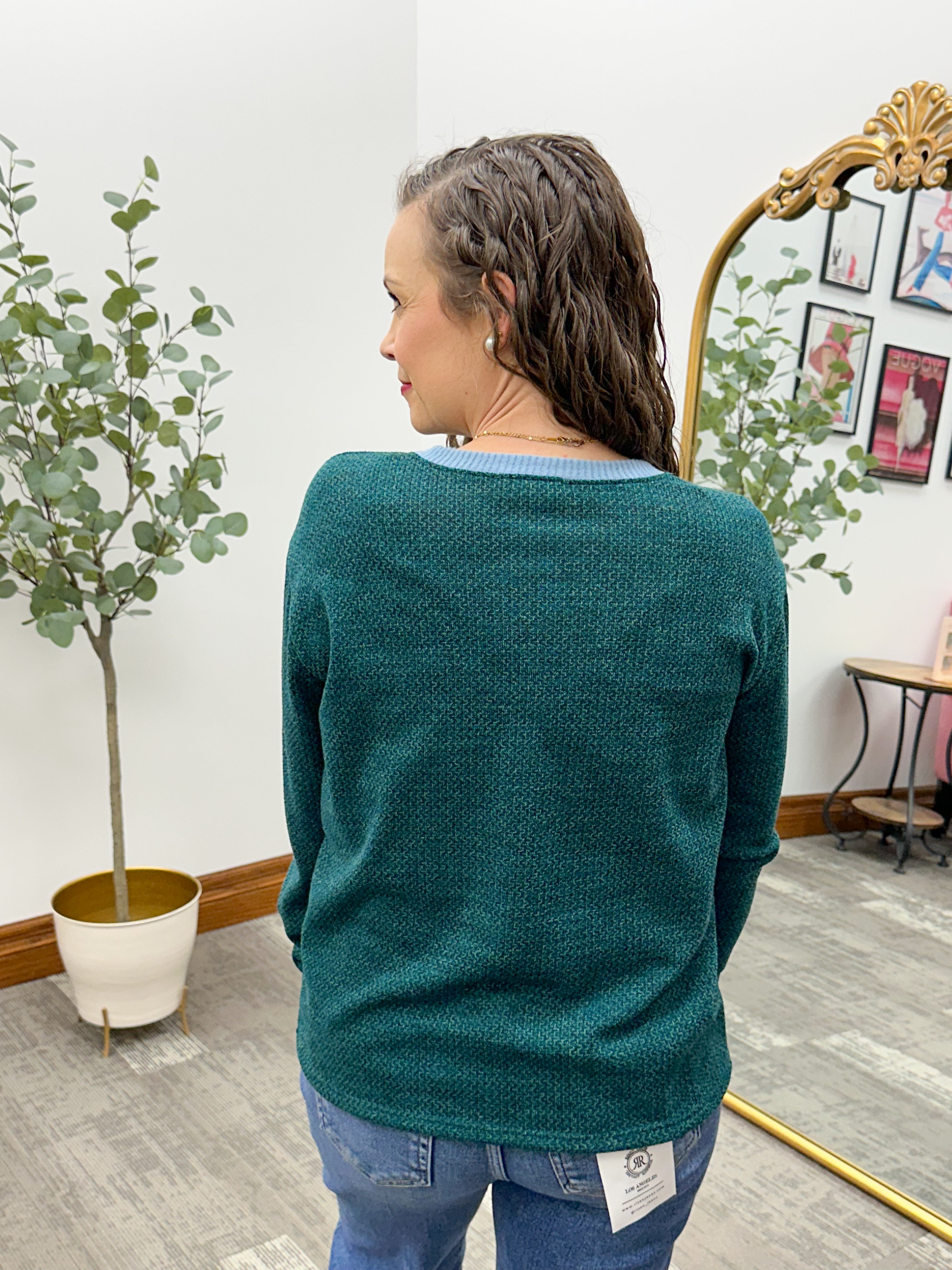 Green & Blue Long Sleeve Top