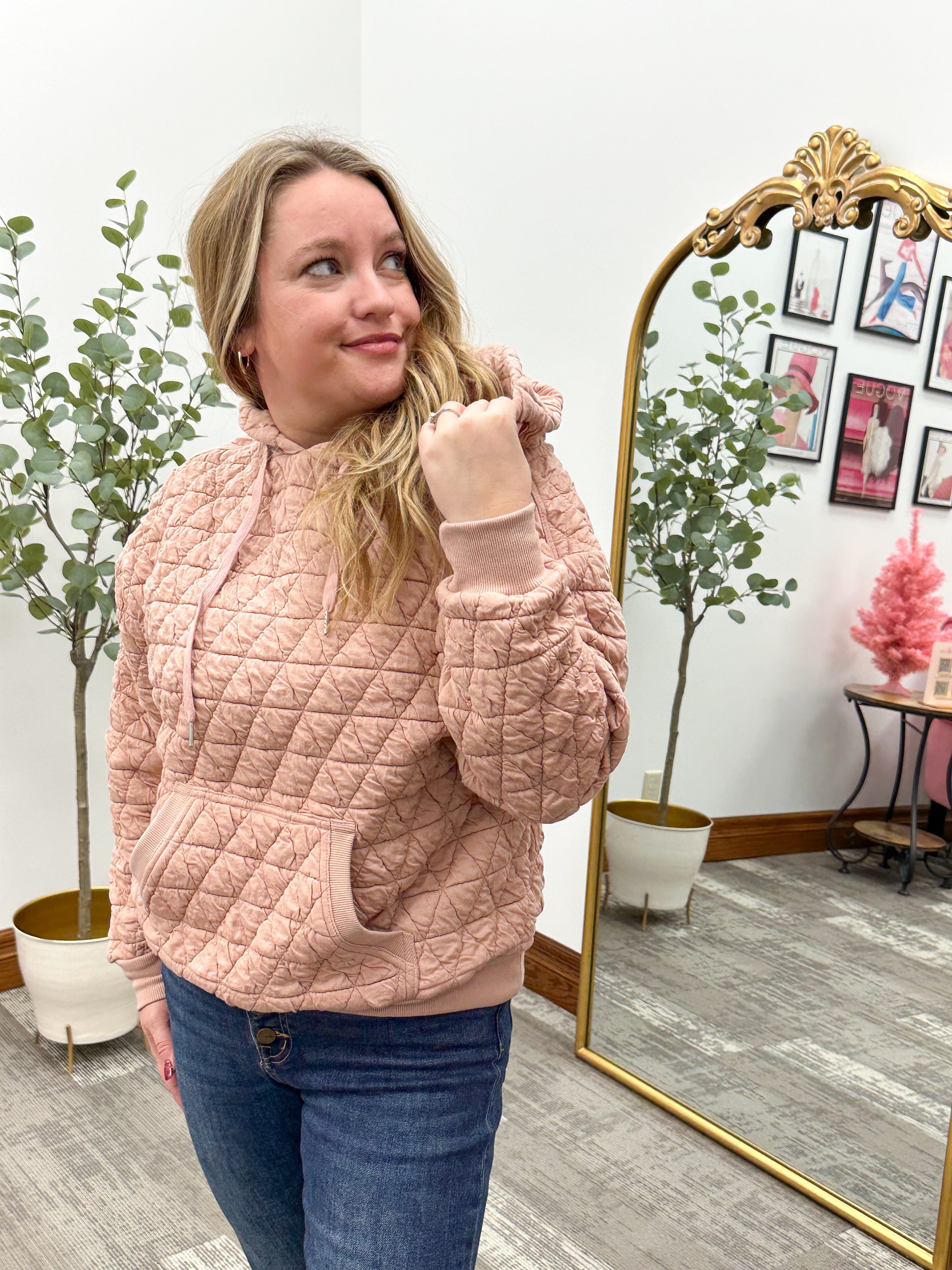Sasha Blush Quilted Hoodie