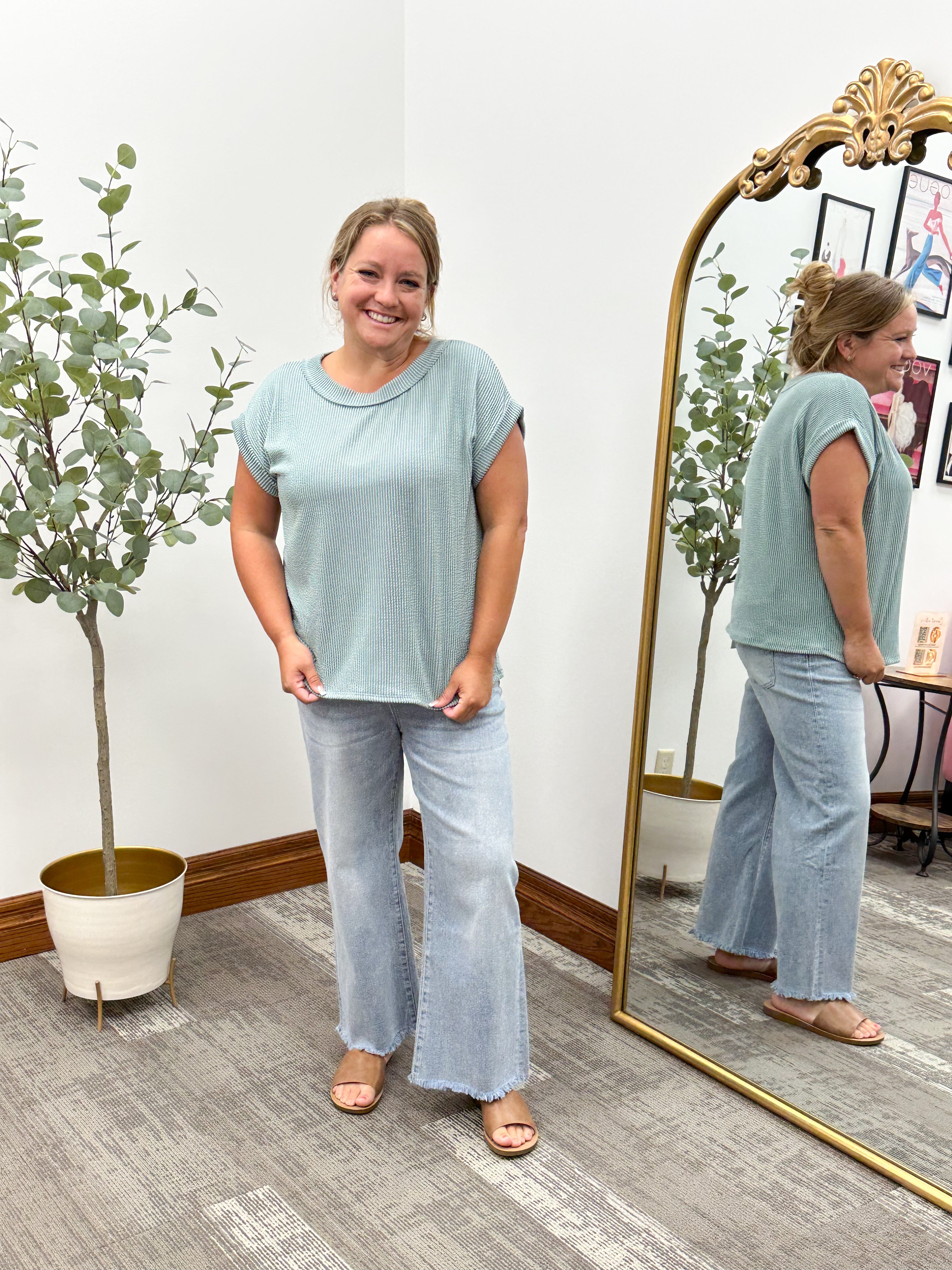 Lonna Ribbed Short Sleeve Top