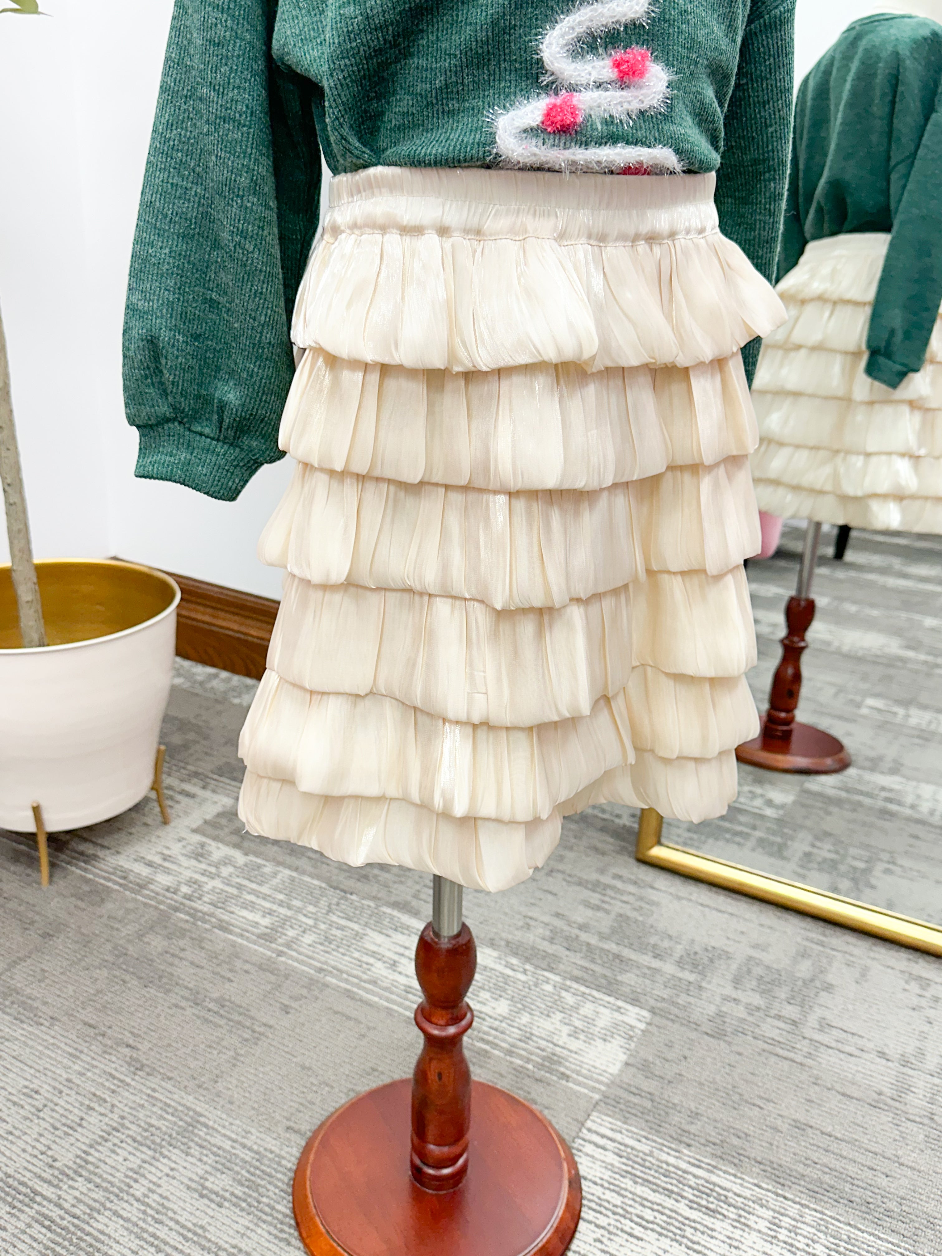 Girls Cream Bubble Skort