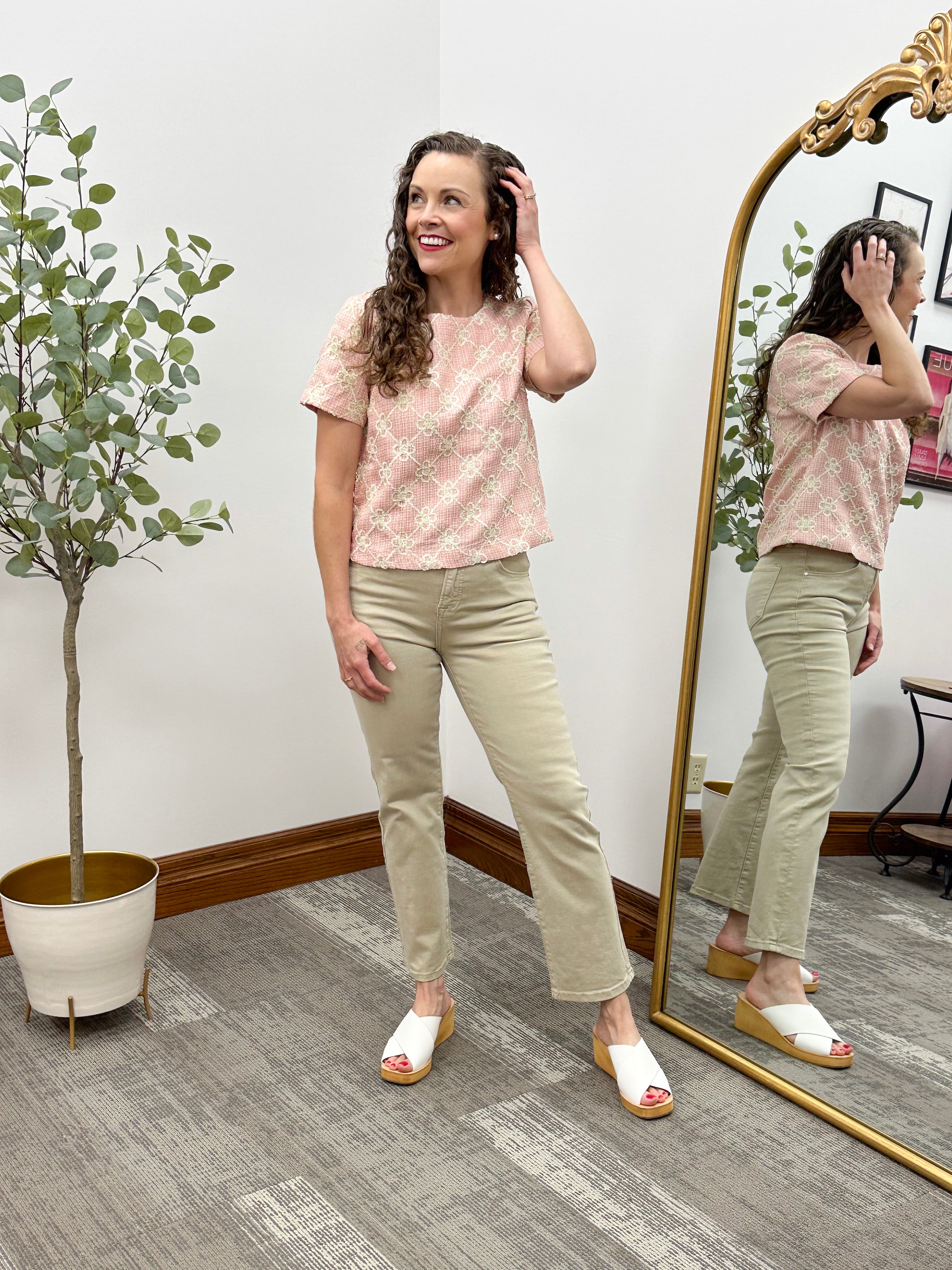 Kelci Pink Tweed Top