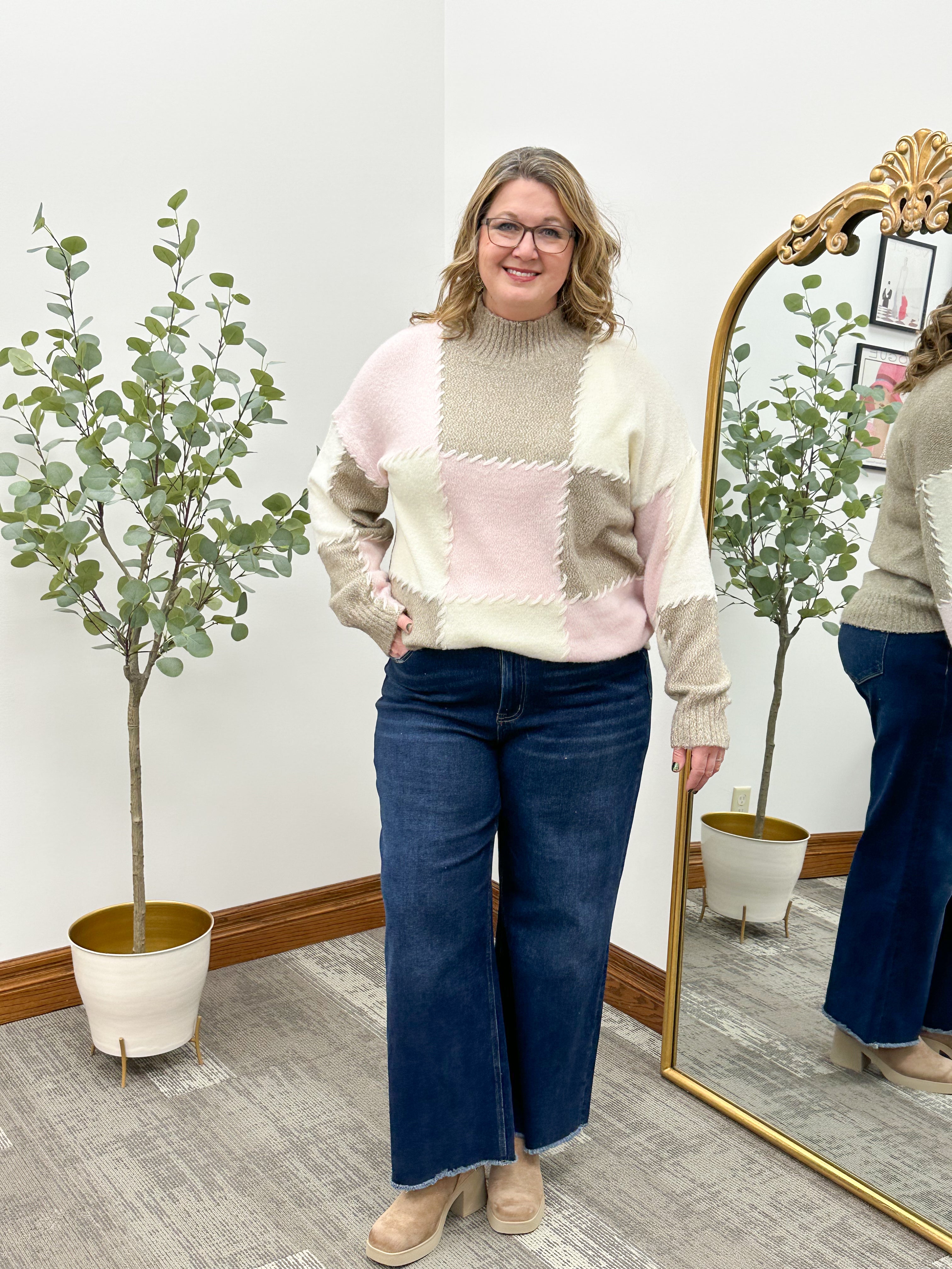 Whip Stitch Colorblock Sweater