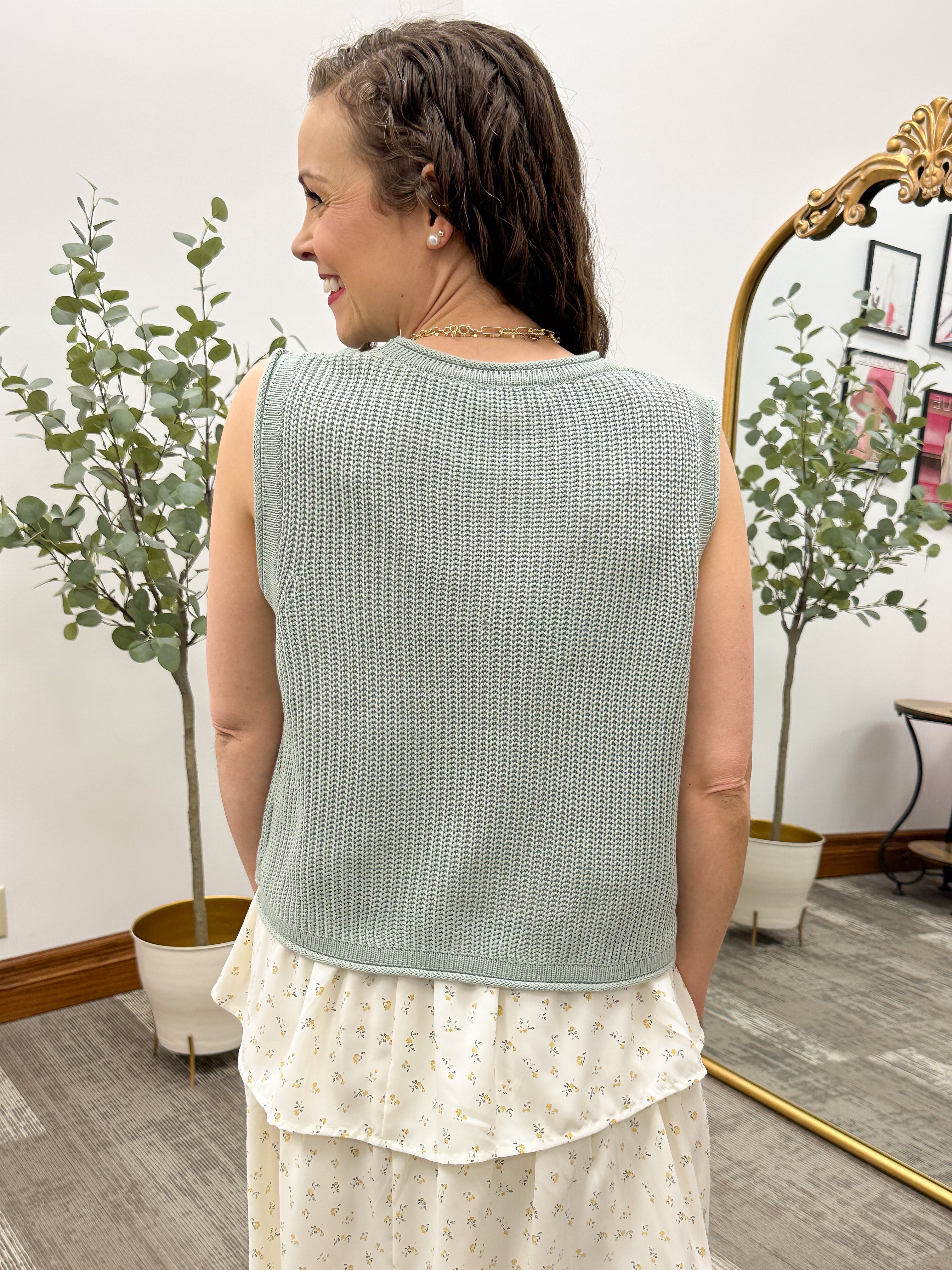 Sage Sleeveless Sweater Tank