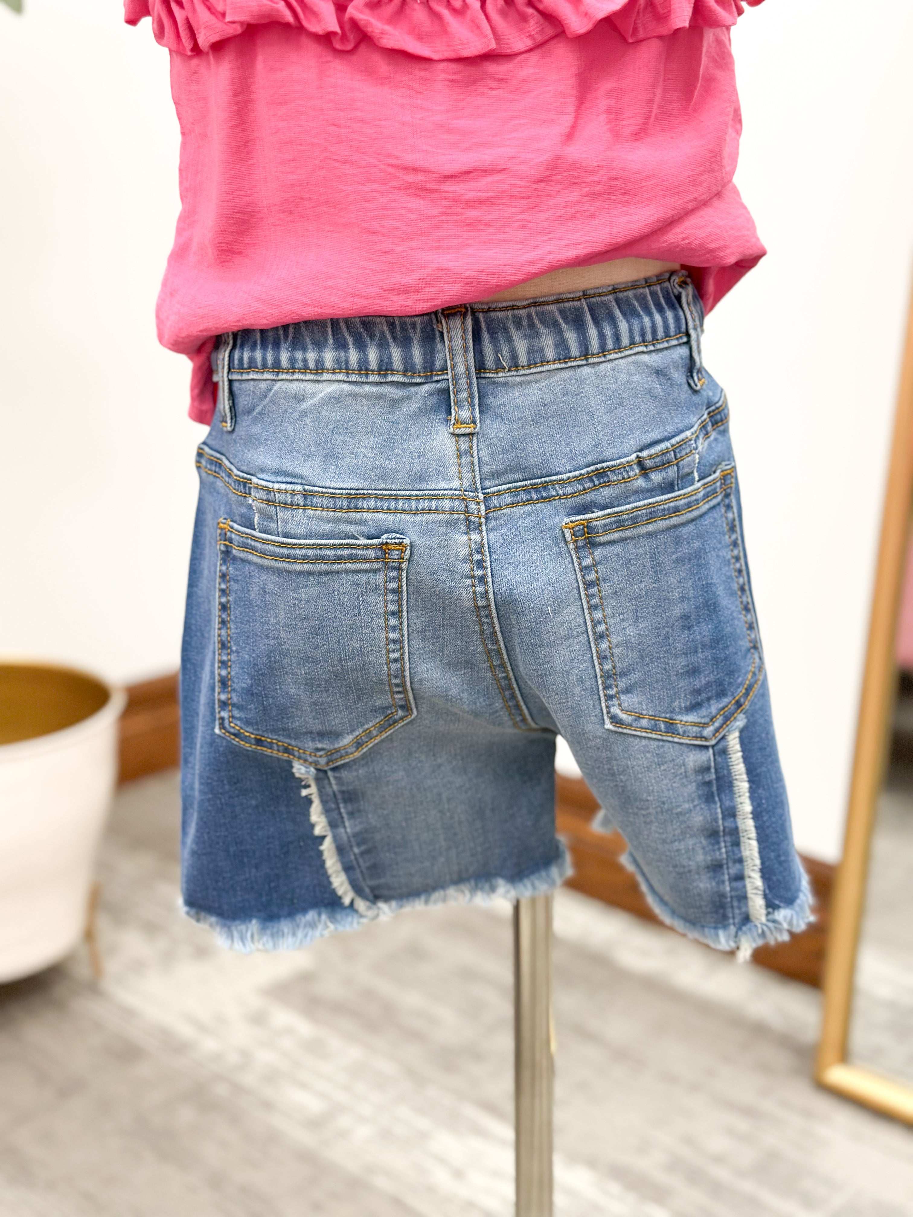 Girls Frayed Denim Shorts