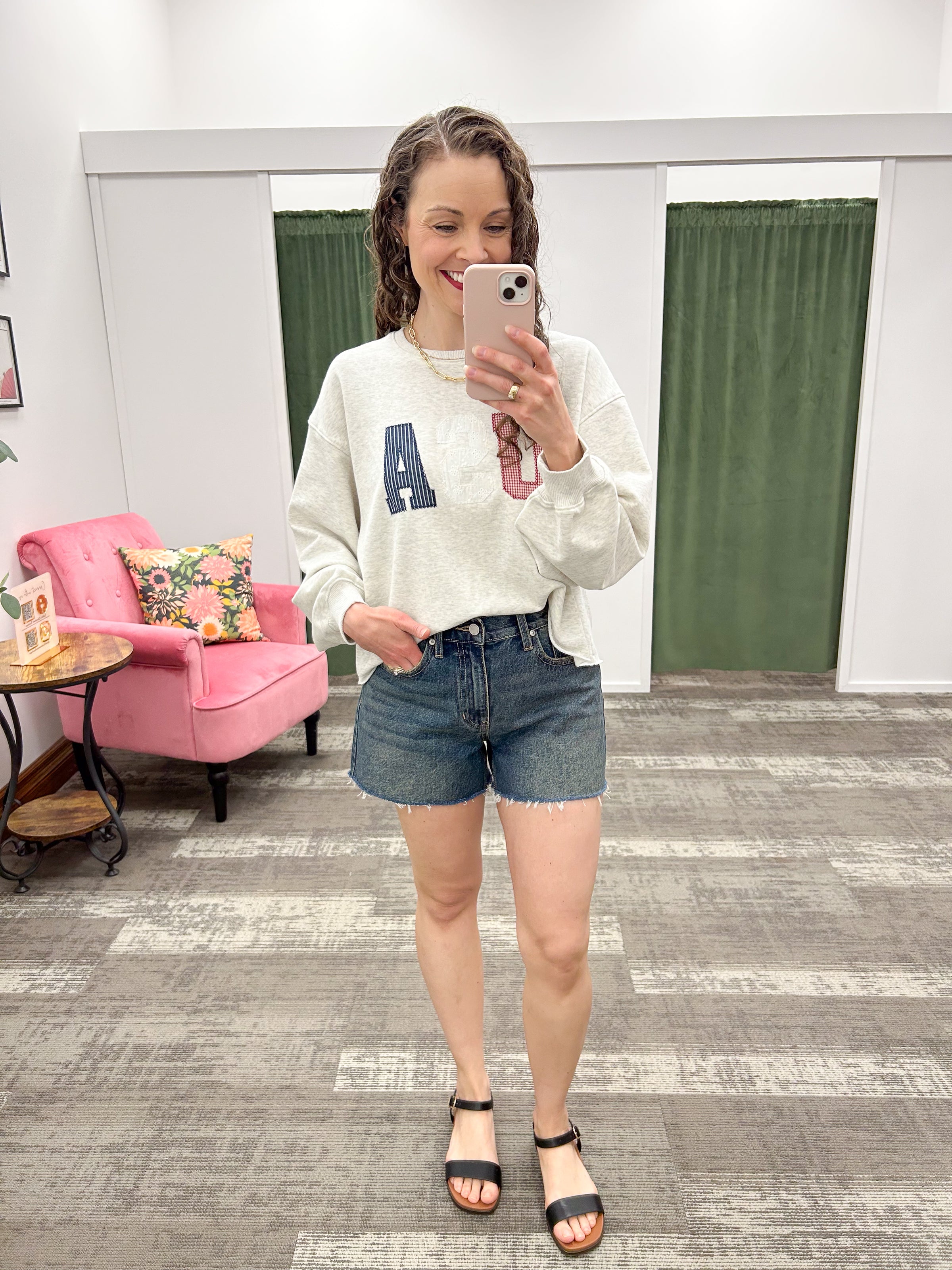 USA Patchwork Cropped Sweatshirt