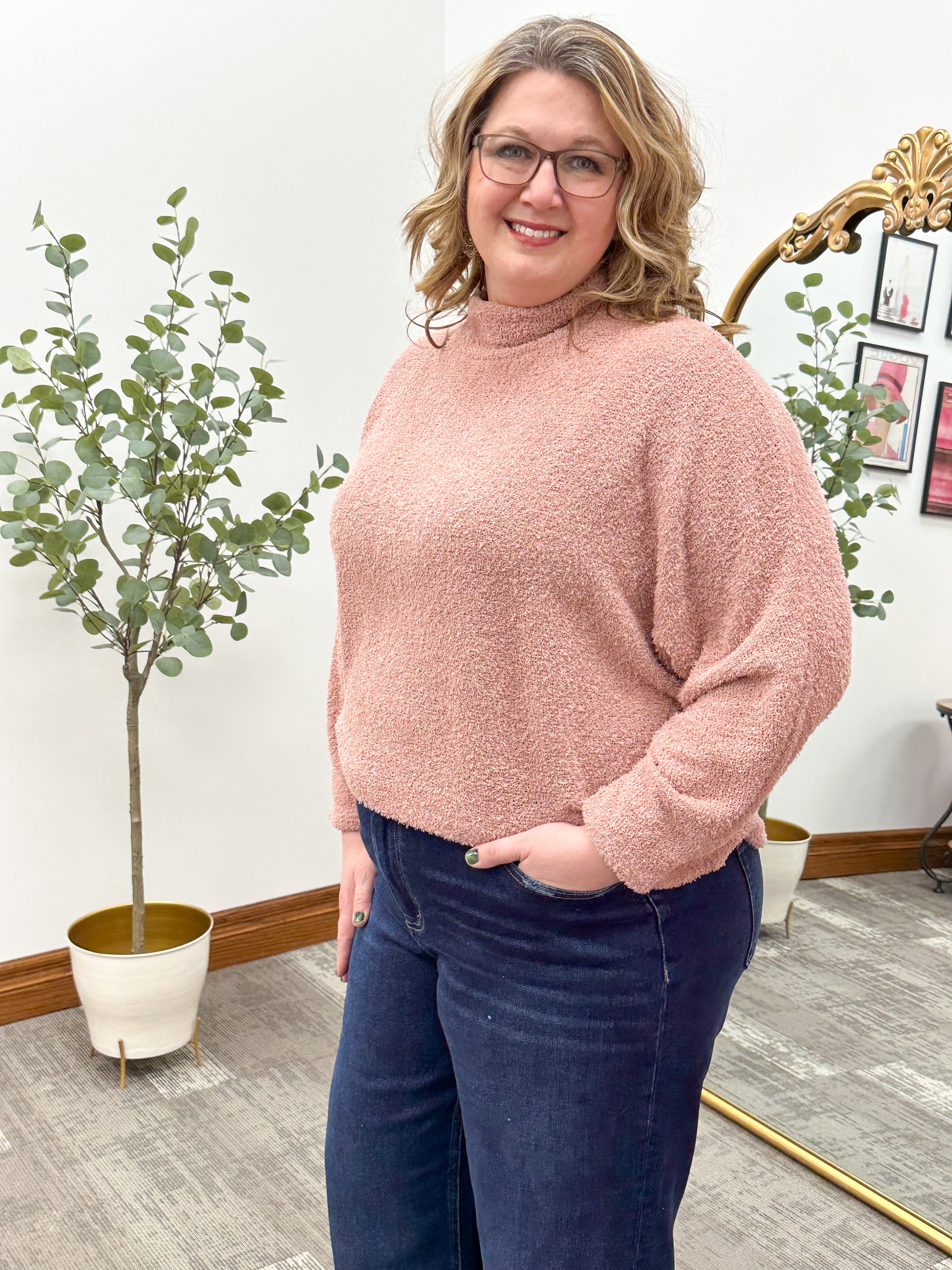 Mauve Mock Neck Sweater