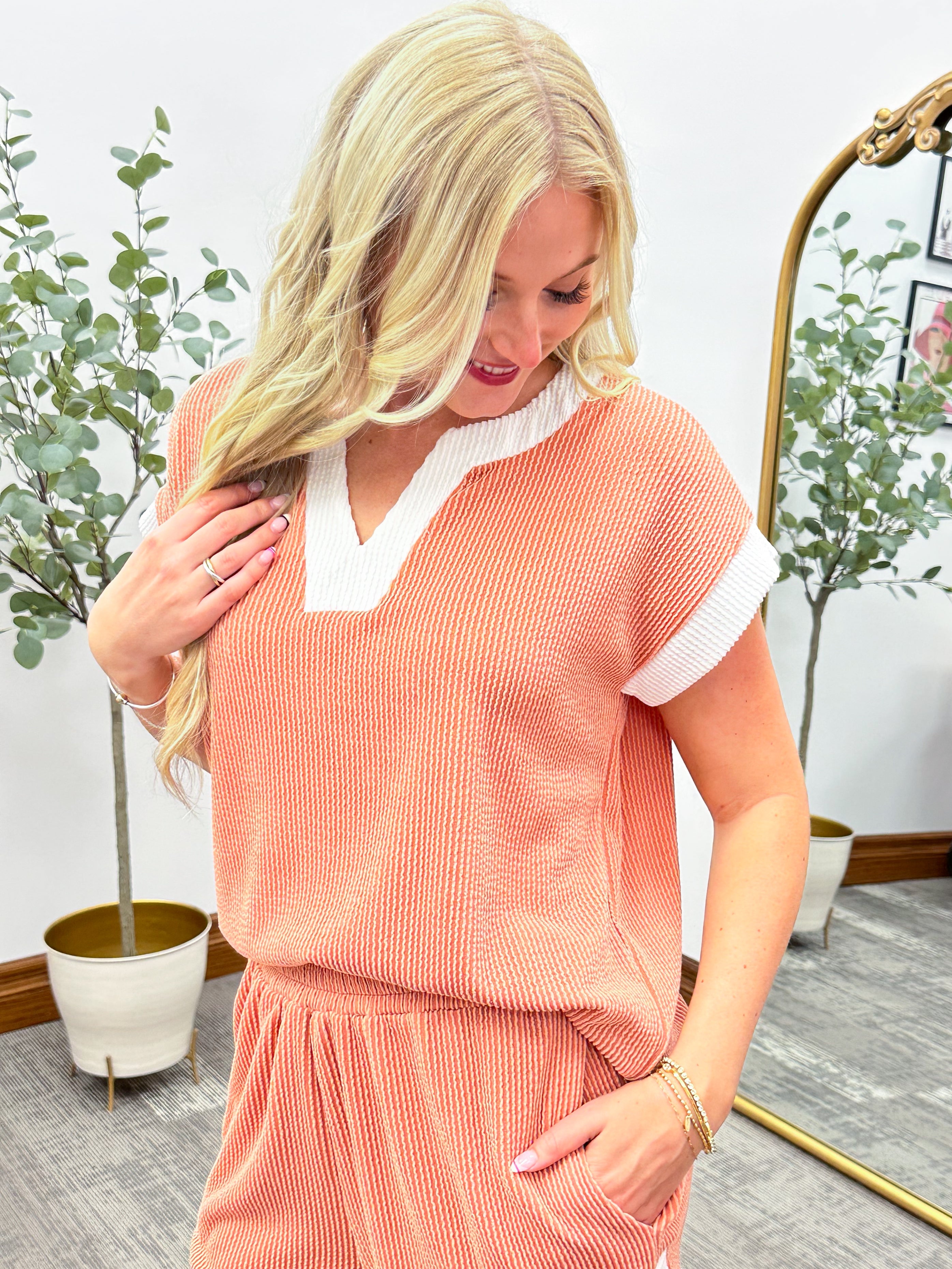 Ribbed Top & Shorts Matching Set