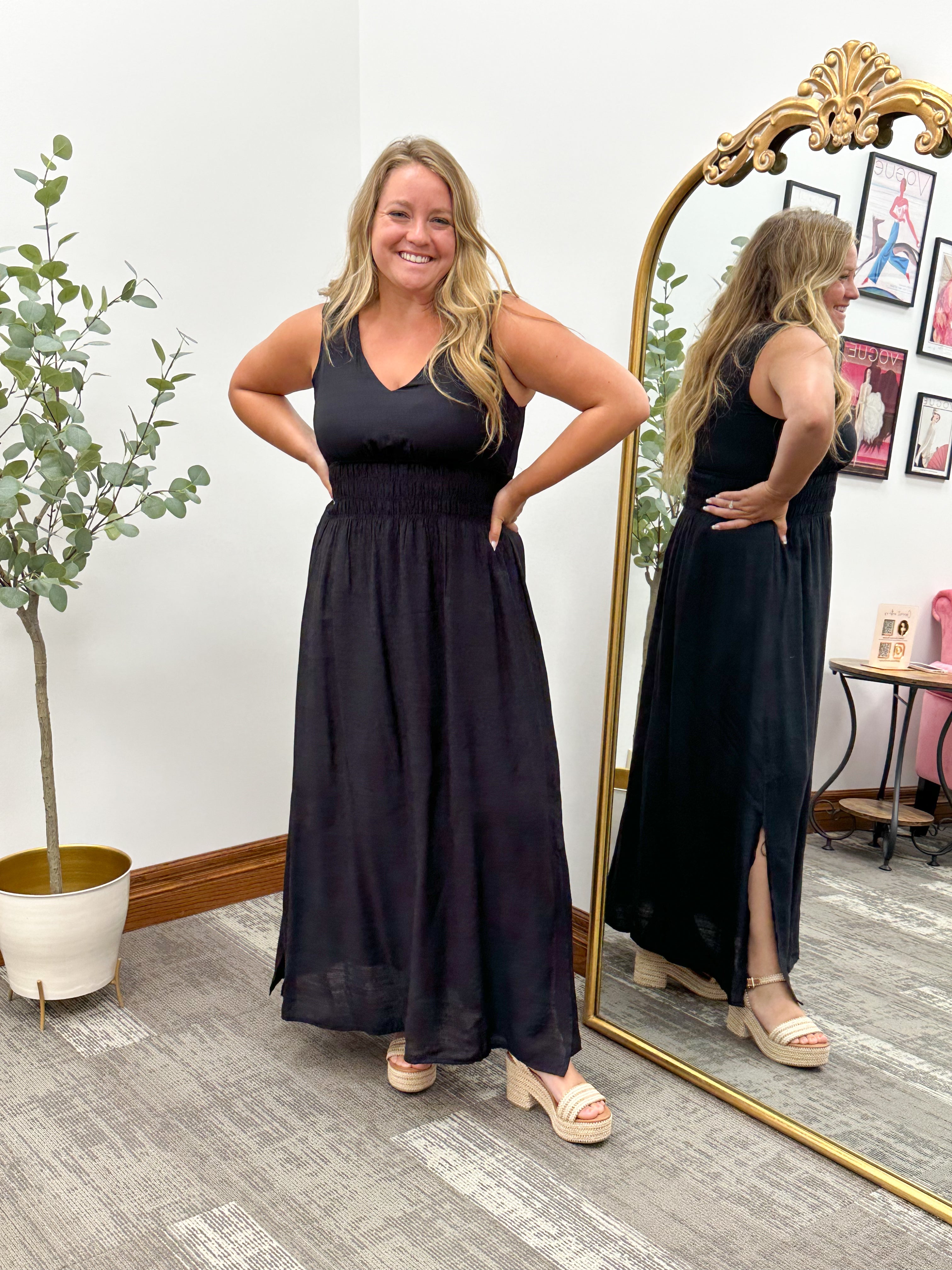 Black V-Neck Maxi Dress