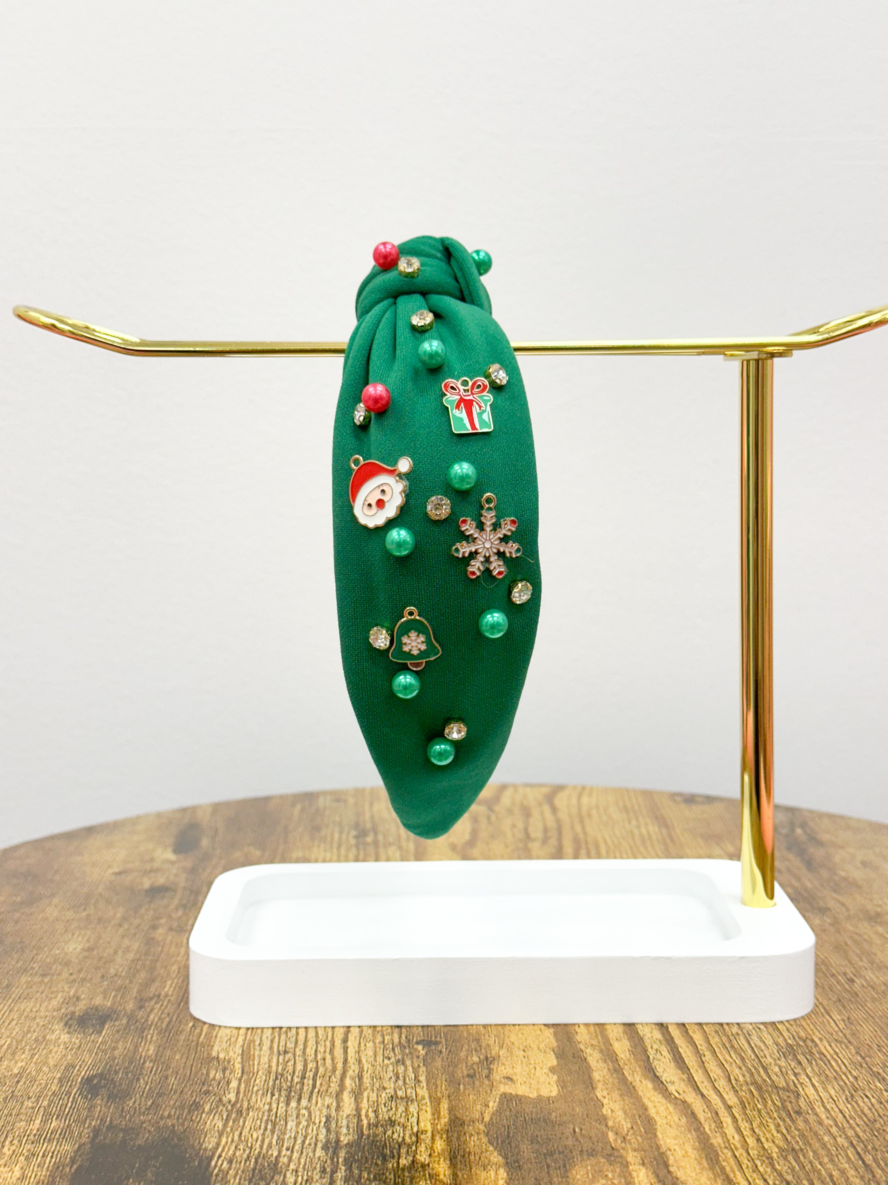 Santa Green Christmas Knot Headband