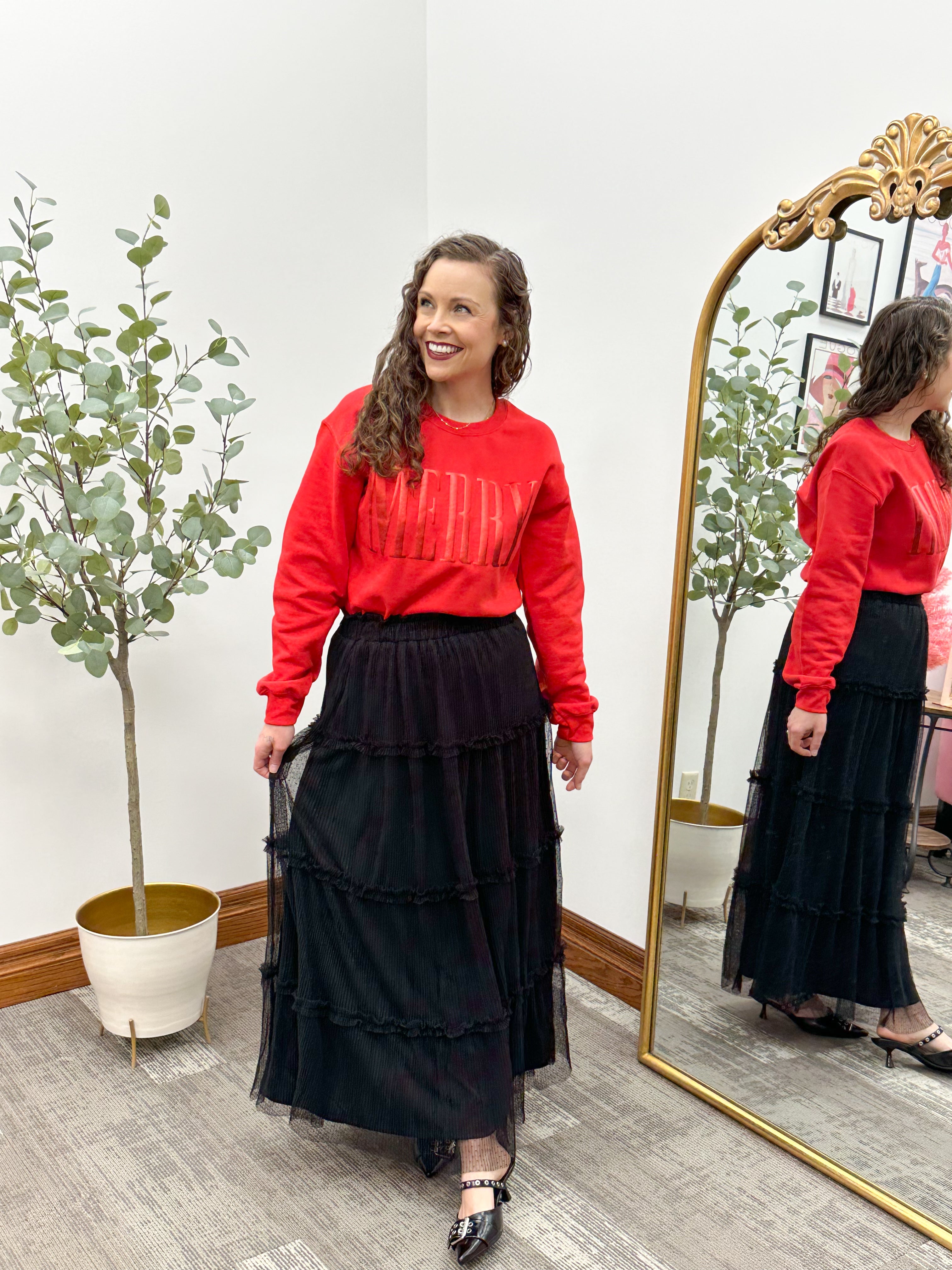 'MERRY' Red Graphic Sweatshirt