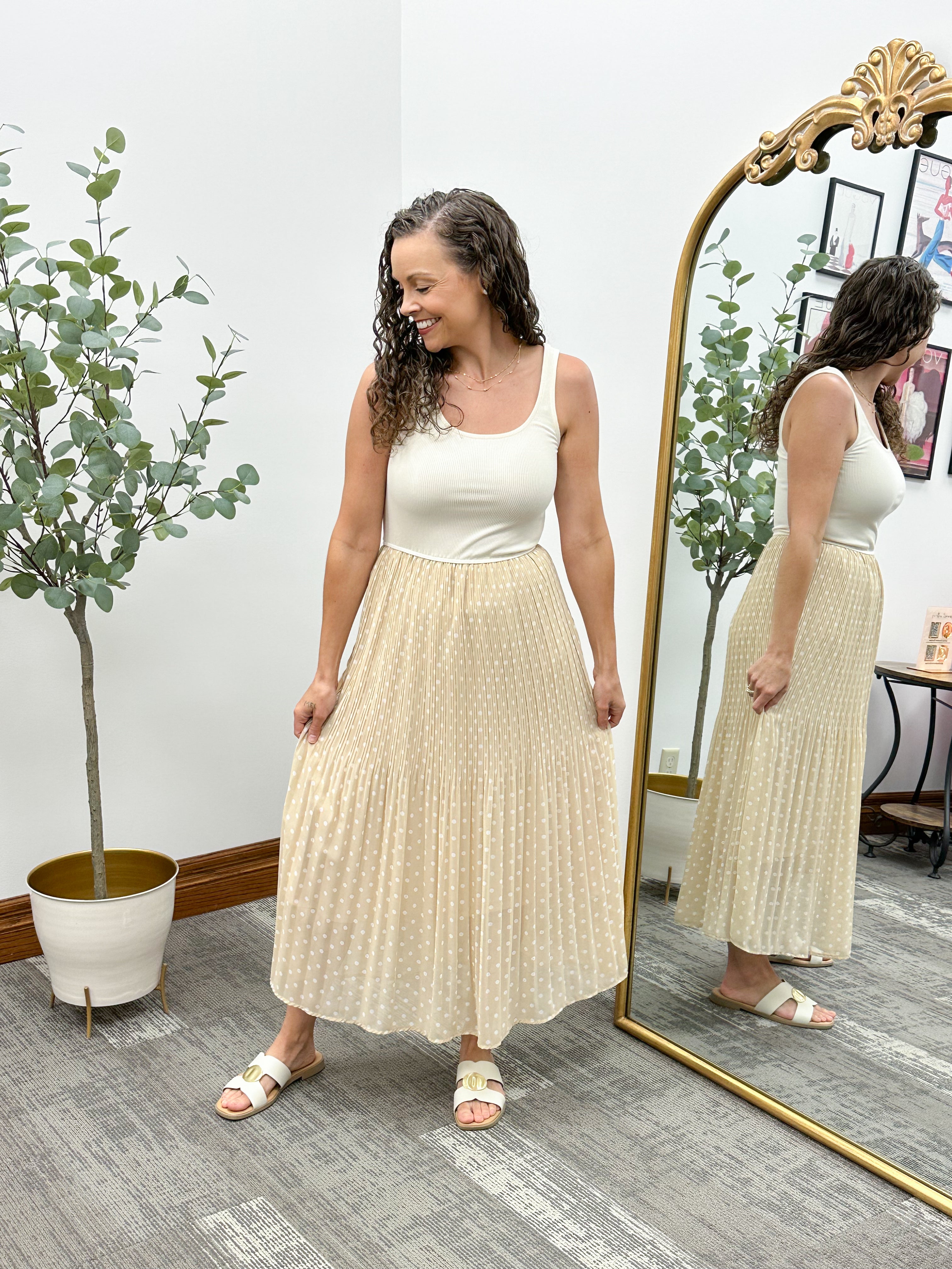 Neutral Polka Dot Dress