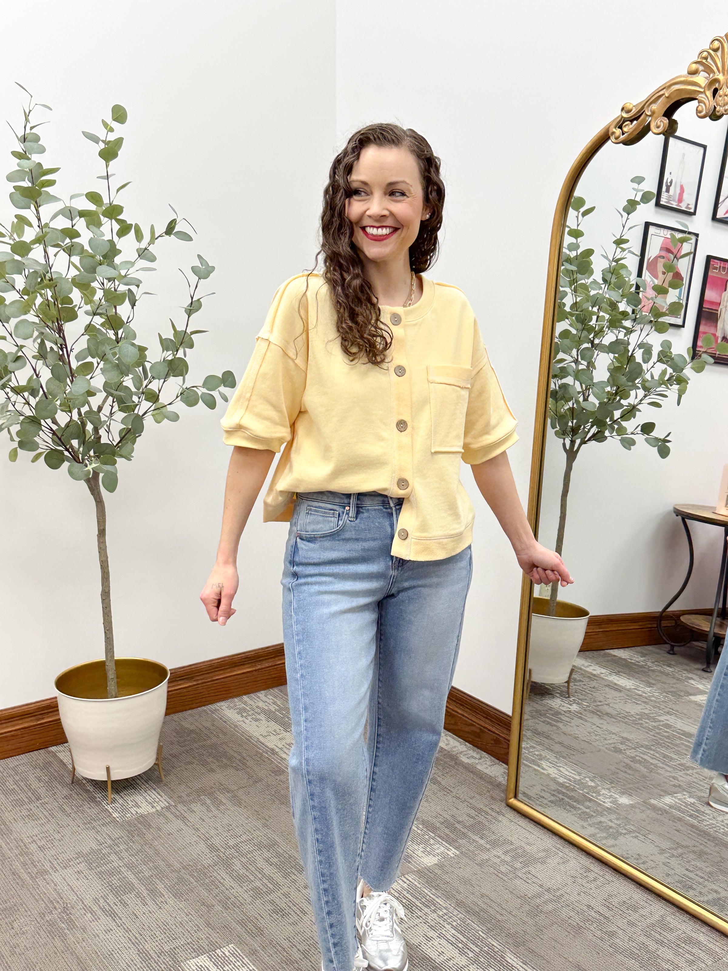 Yellow Short Sleeve Sweatshirt