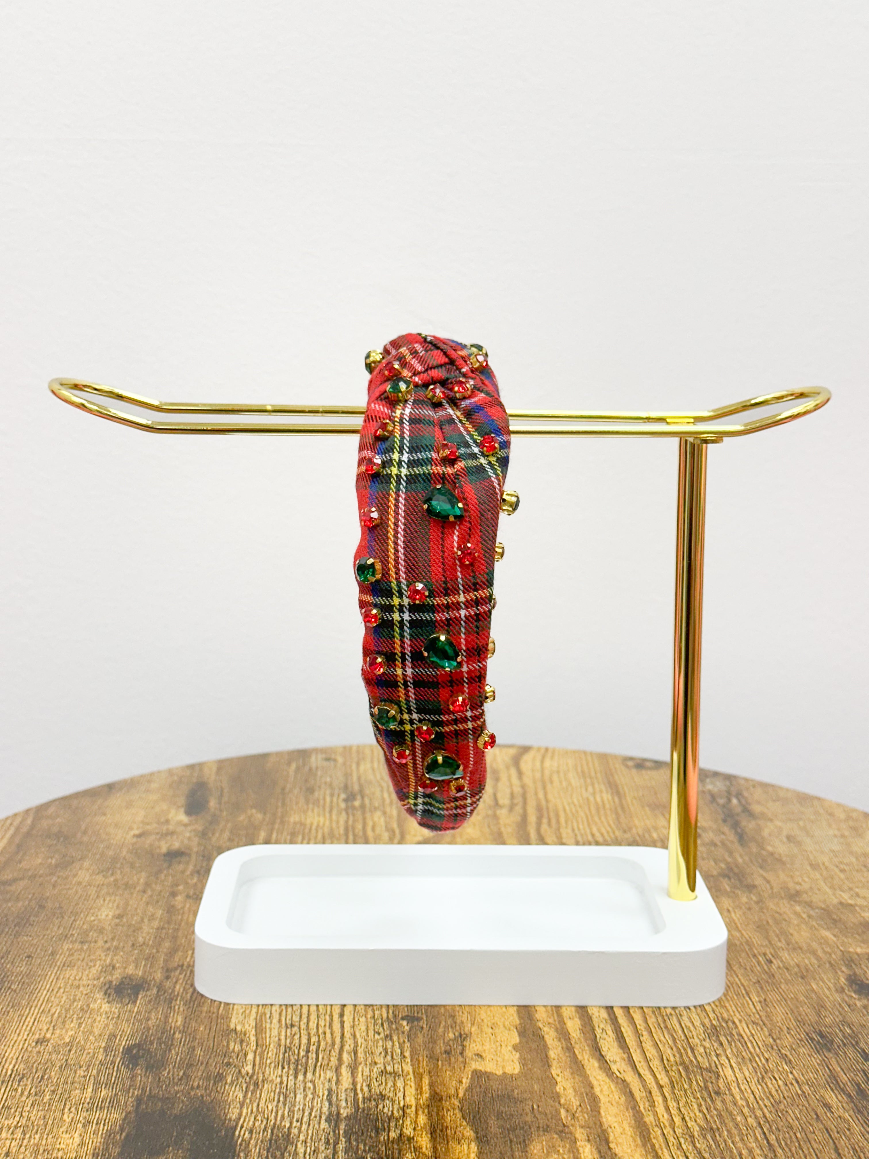 Red Plaid Knot Headband